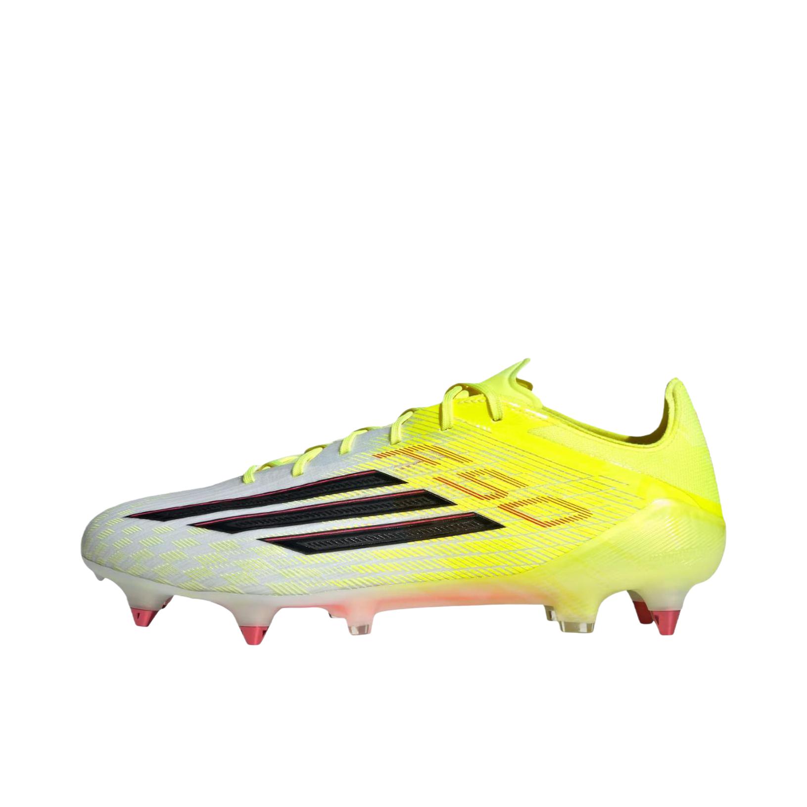 推荐商品：adidas F50 Pro FG 次顶级 胶质长钉 硬天然草场 防滑耐磨 足球鞋 黄色/白色/黑色