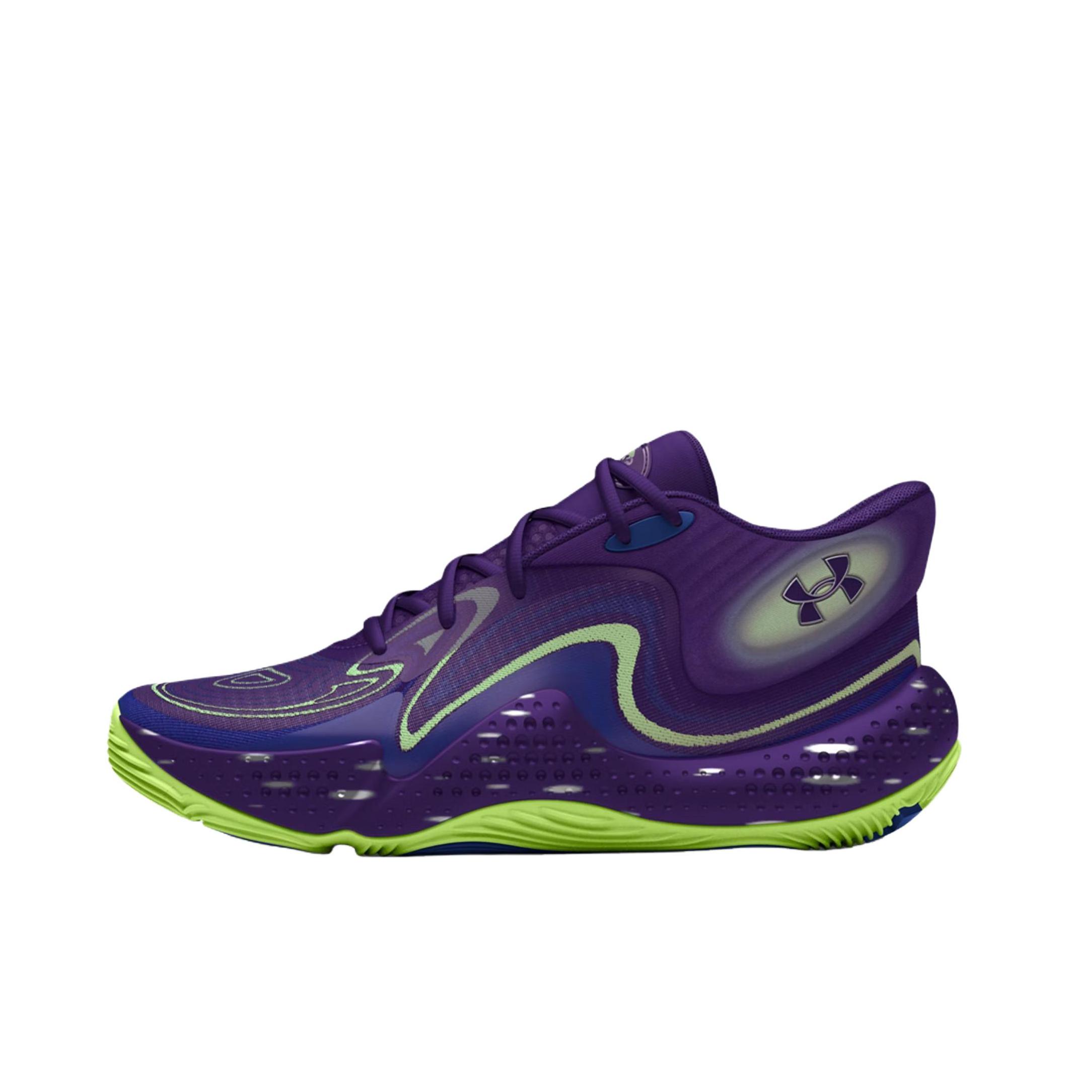 推荐商品：Under Armour/安德玛 Spawn 6 减震轻便 防滑耐磨 网眼 低帮 圆头 篮球鞋 紫色