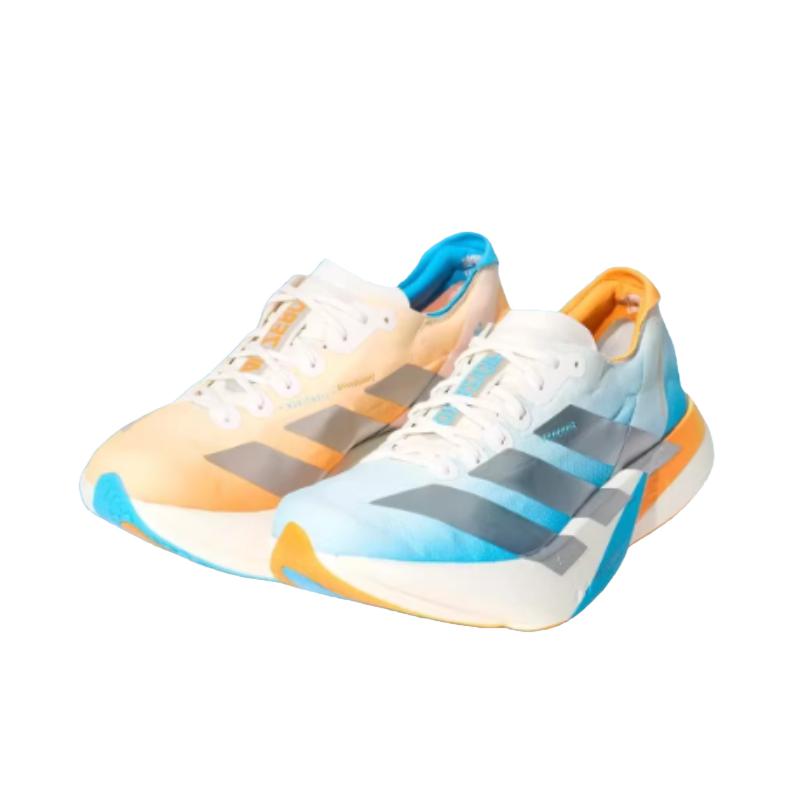 推荐商品：adidas Adizero Adios Pro 4 跑鞋 碳柱缓震防滑耐磨低帮休闲贴合短跑支撑 马年限定/鸳鸯款/亮白色/深黄色/天蓝色
