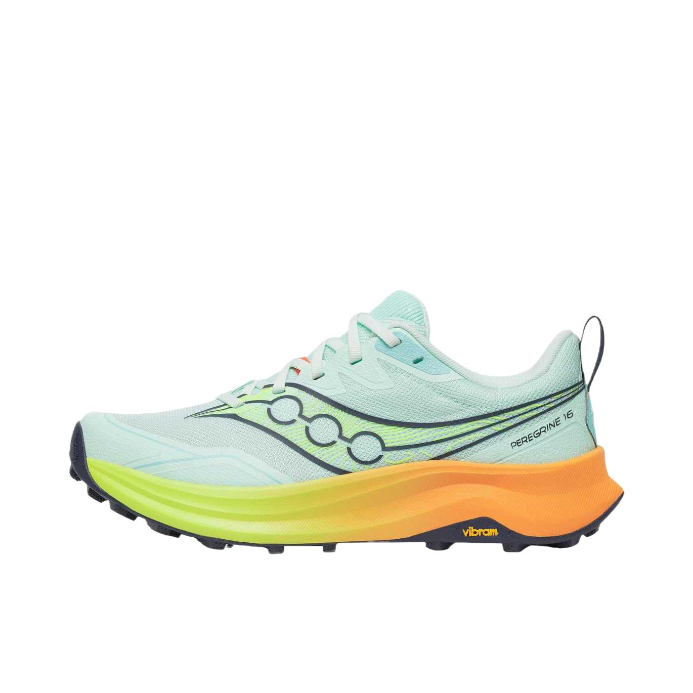 推荐商品：Saucony/索康尼 PEREGRINE 游隼16 GTX 跑鞋 越野轻量缓震防水防滑耐穿圆头 水蓝色/柠檬黄 