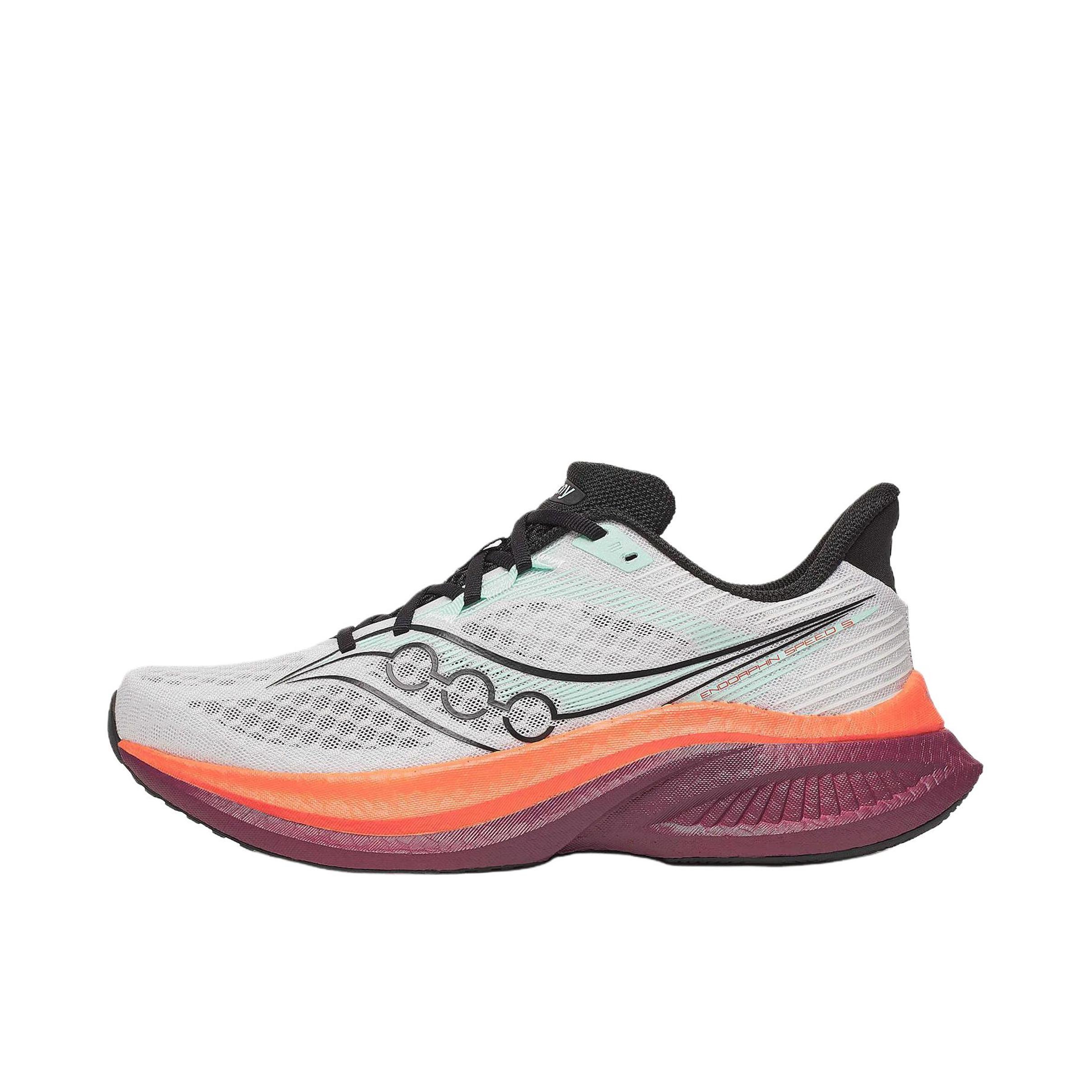 推荐商品：Saucony/索康尼 Endorphin Speed 啡速 5 缓震回弹 轻便透气 舒适耐磨 竞速 马拉松 越山向海 尼龙板 长距离 训练 防滑 跑鞋 白色/红色