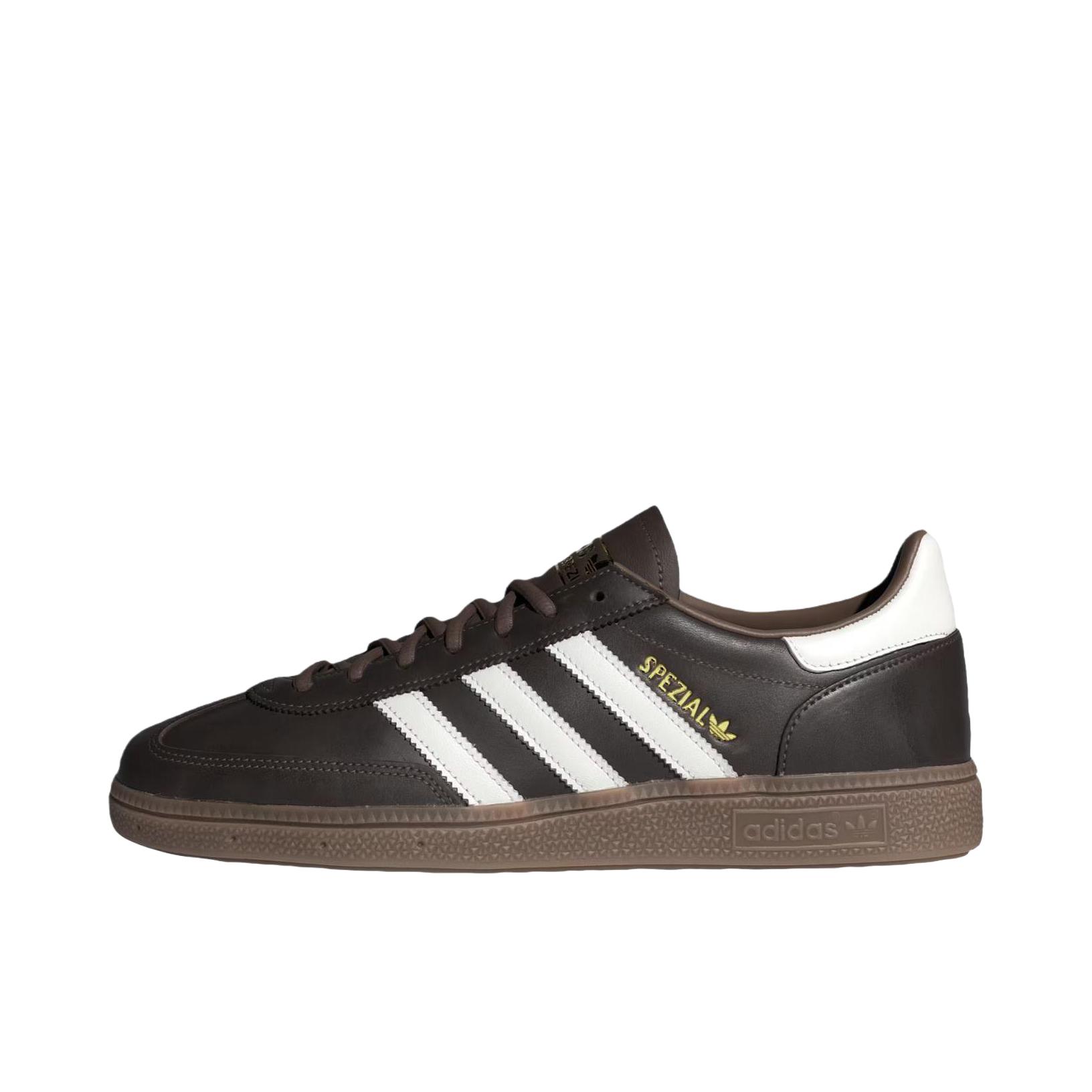 推荐商品：adidas Originals Handball Spezial 薄底鞋 T头鞋 德训鞋 板鞋 简约百搭复古轻便防滑耐磨贴合圆头耐穿 深棕色/珍珠白