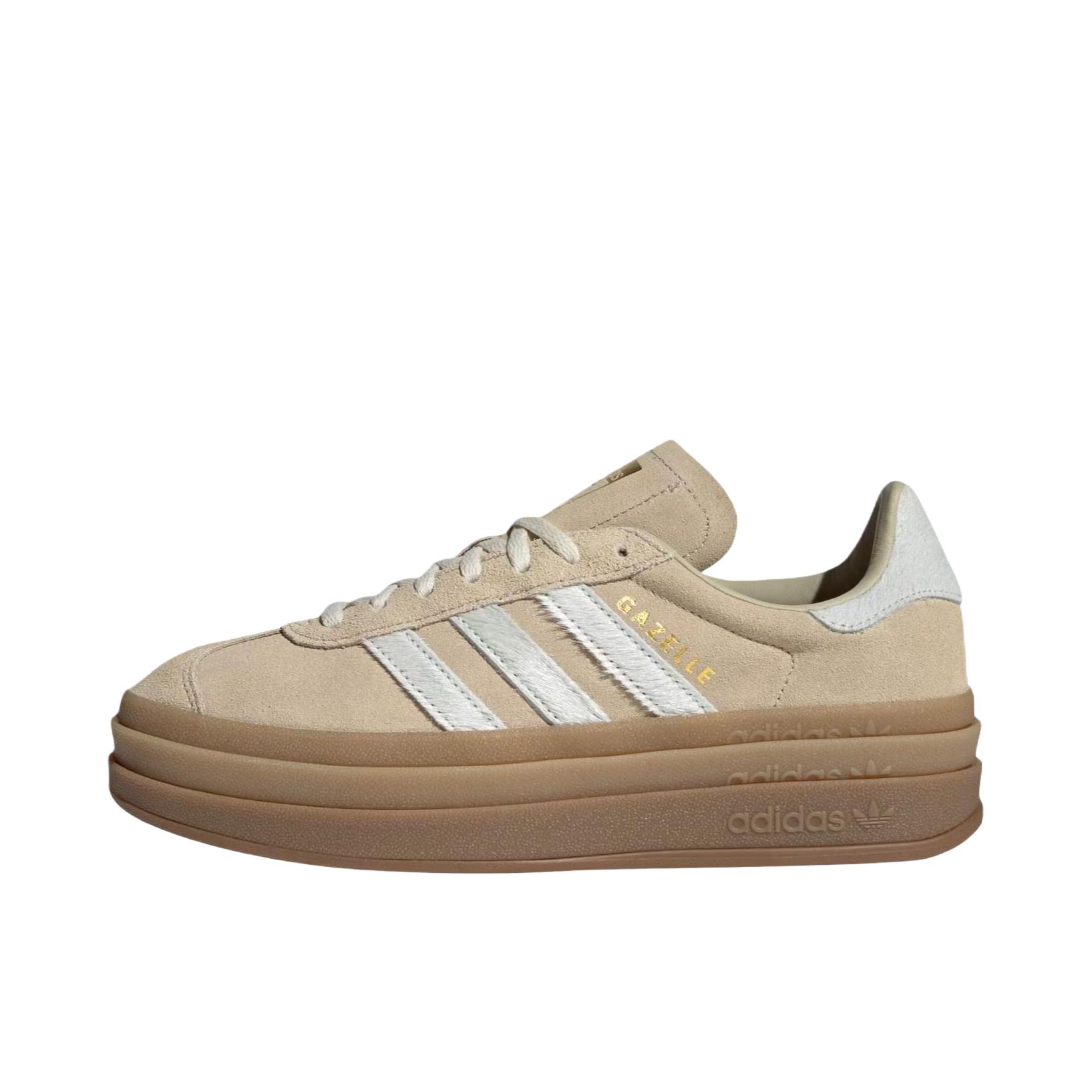 推荐商品：adidas Originals Gazelle Bold T头鞋 德训鞋 运动休闲鞋 经典厚底防滑耐磨贴合 卡其色/白色