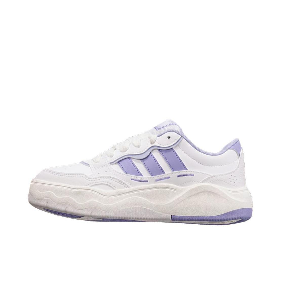 推荐商品：adidas Lite Shuffle 板鞋 时尚舒适运动潮流缓震回弹贴合增高防滑 女款/白色/紫色