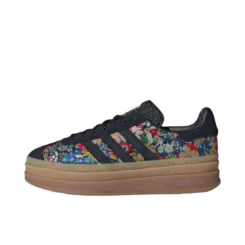 推荐商品：adidas Originals Gazelle Bold T头鞋 德训鞋 运动休闲鞋 经典厚底防滑耐磨贴合 LIBERTY联名/黑色/蓝色