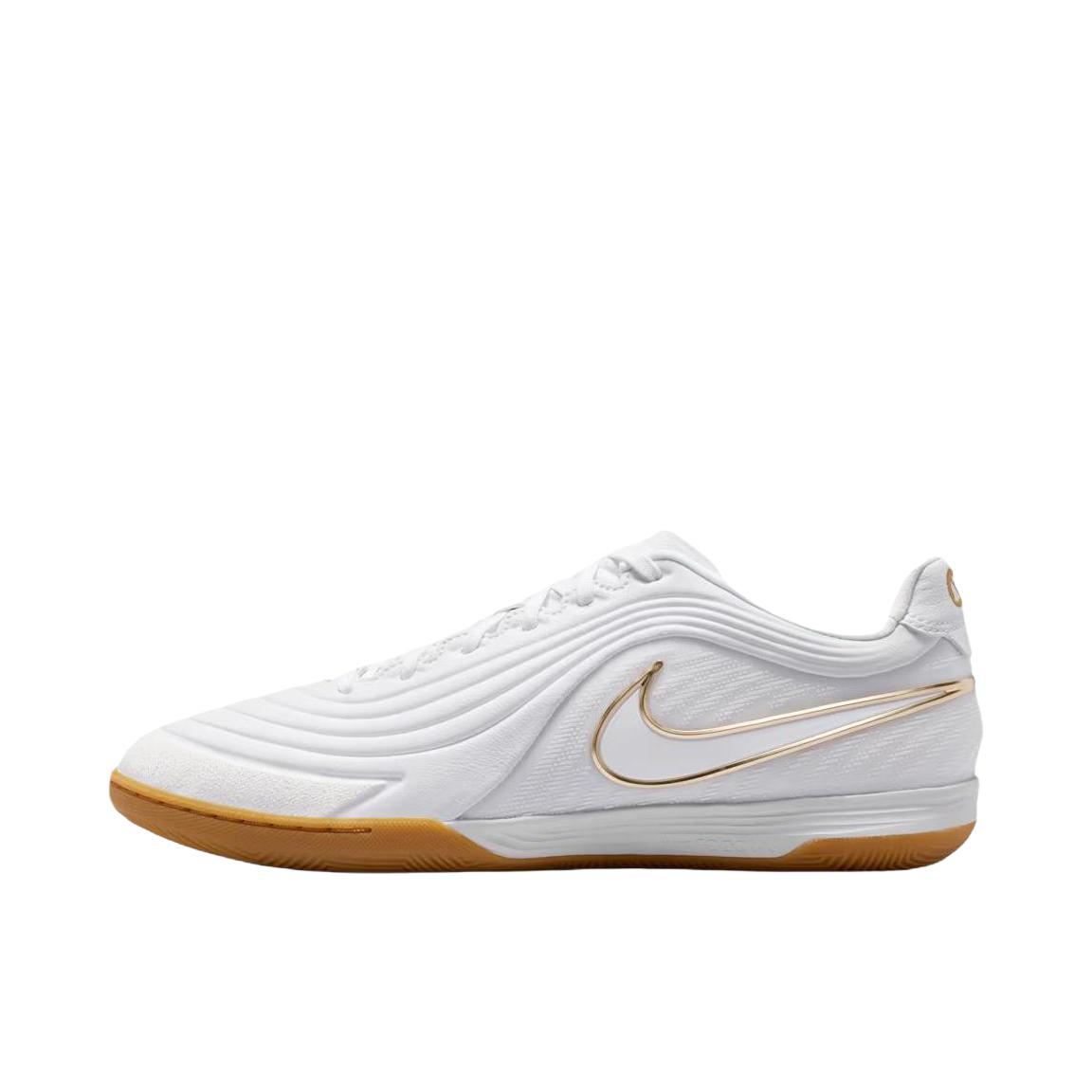 推荐商品：Nike Tiempo Reactogato IC 足球鞋 圆头系带平跟贴合 白色/金色
