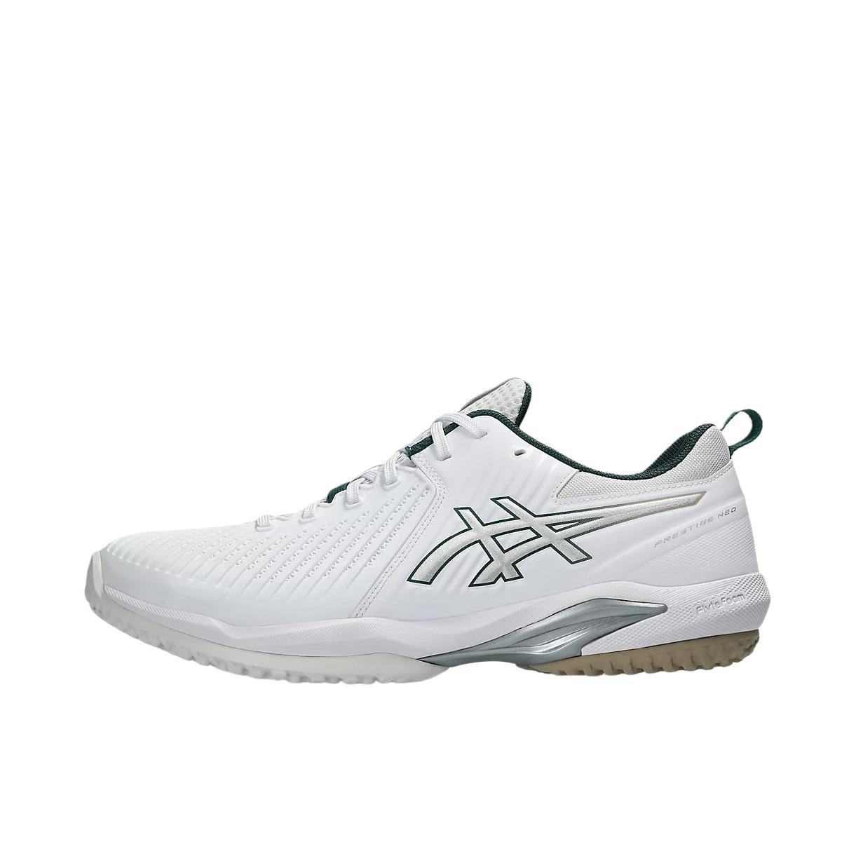 推荐商品：Asics/亚瑟士 PRESTIGE NEO OC WIDE 网球鞋 橡胶轻盈舒适 白色/纯银色