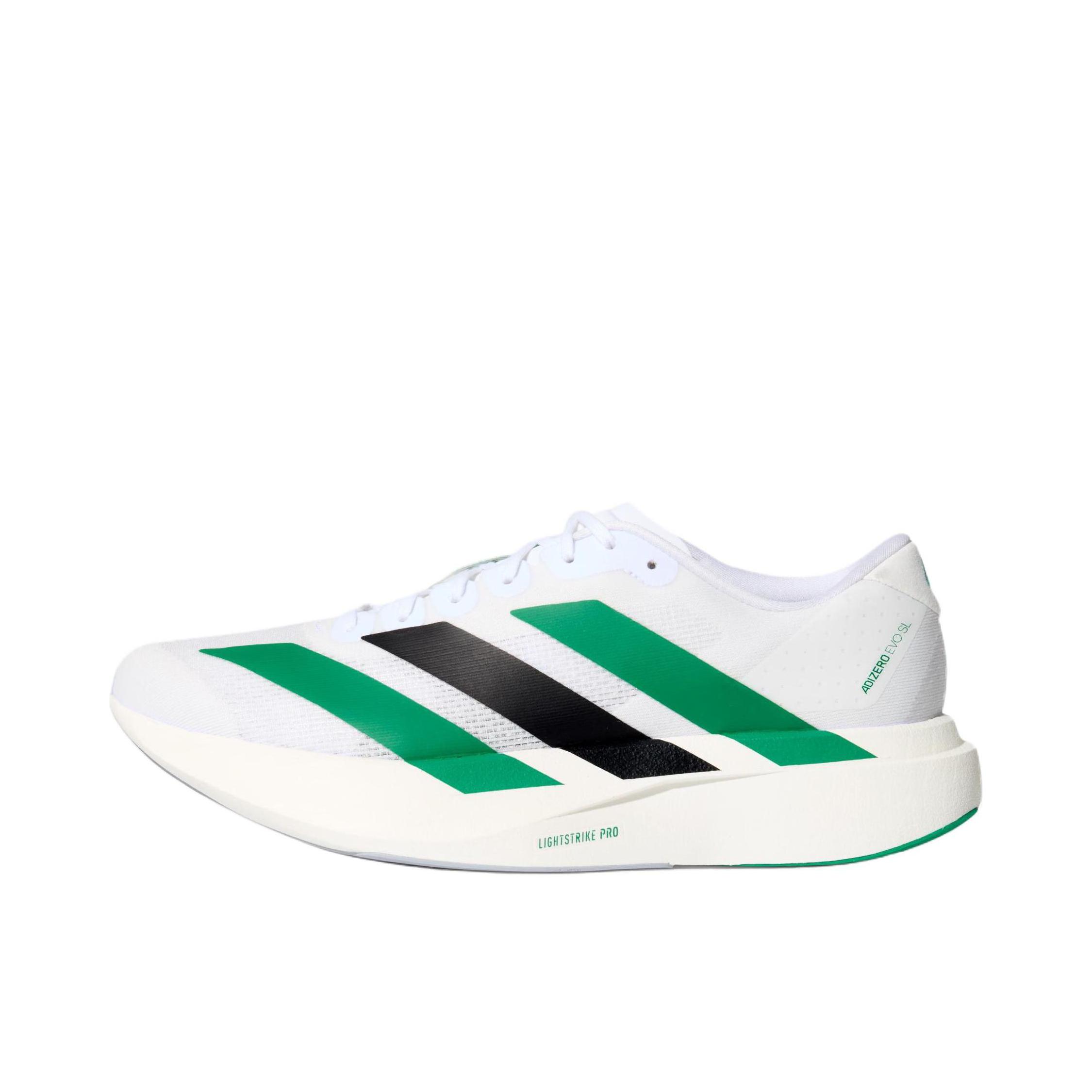 推荐商品：【梅西同款】 adidas Adizero Evo SL 跑鞋 缓震防滑圆头轻便运动马拉松竞速训练 白色/黑色/烟绿色