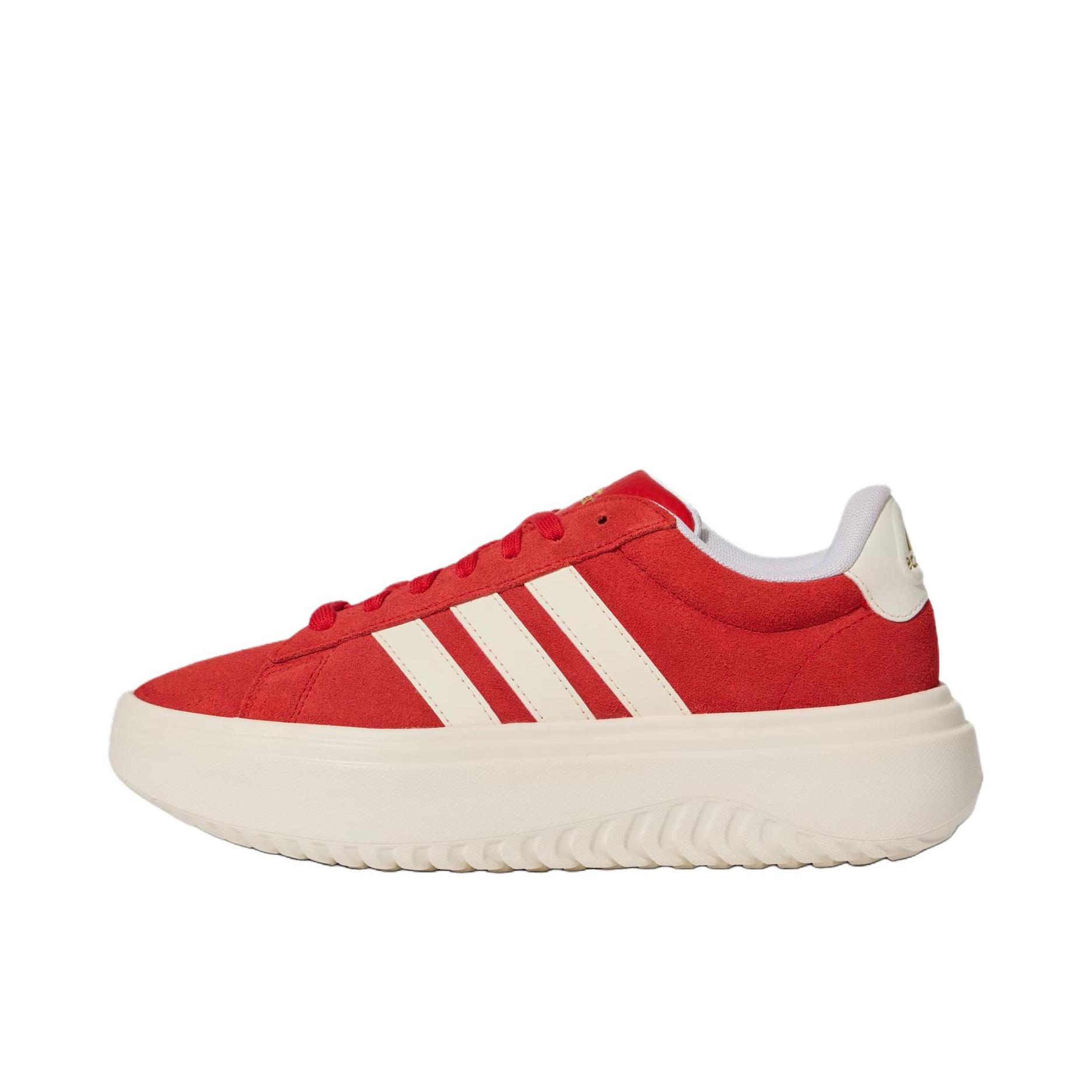 推荐商品：adidas GRAND COURT PLATFORM 板鞋 防滑耐磨舒适缓震厚底增高轻便 马年限定/浅猩红/汉玉白/金色