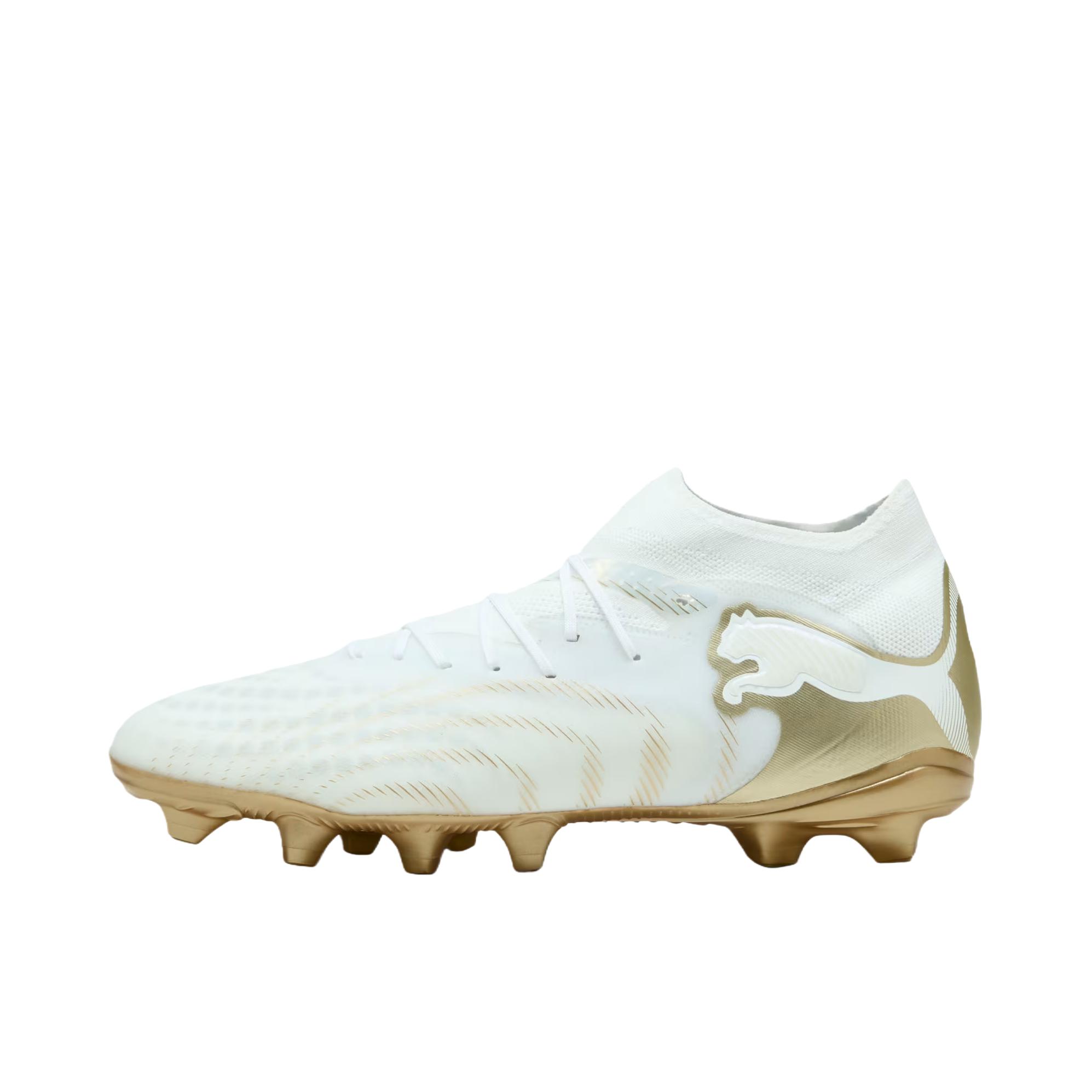 推荐商品：Puma/彪马 FUTURE 9 ULTIMATE AG 足球鞋 钉鞋 胶质短钉人造草坪系带 白色/金属金/黑色
