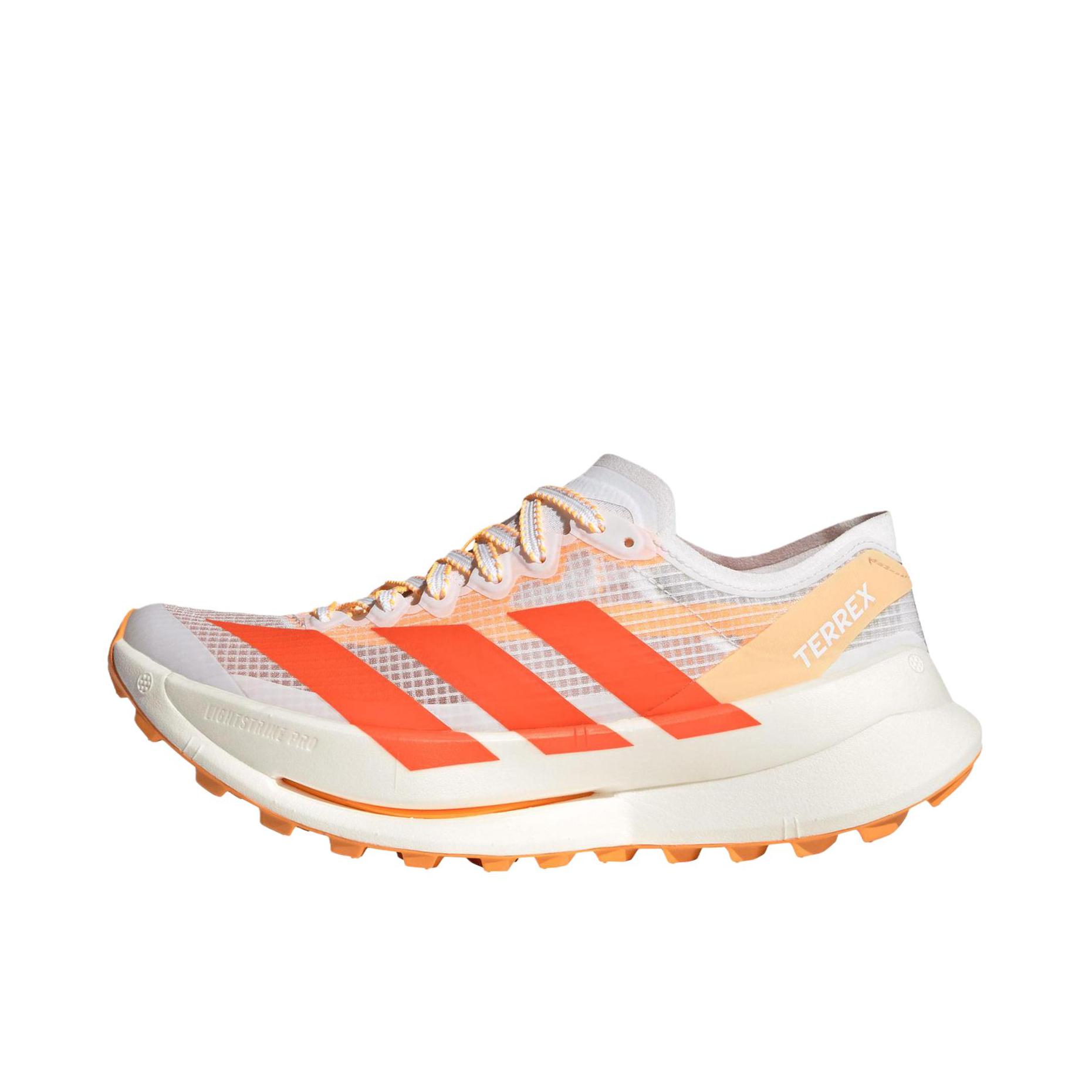 推荐商品：adidas Terrex Agravic Speed 跑鞋 运动减震耐磨防滑防水织物支撑回弹贴合越野训练 纯白色/橙色