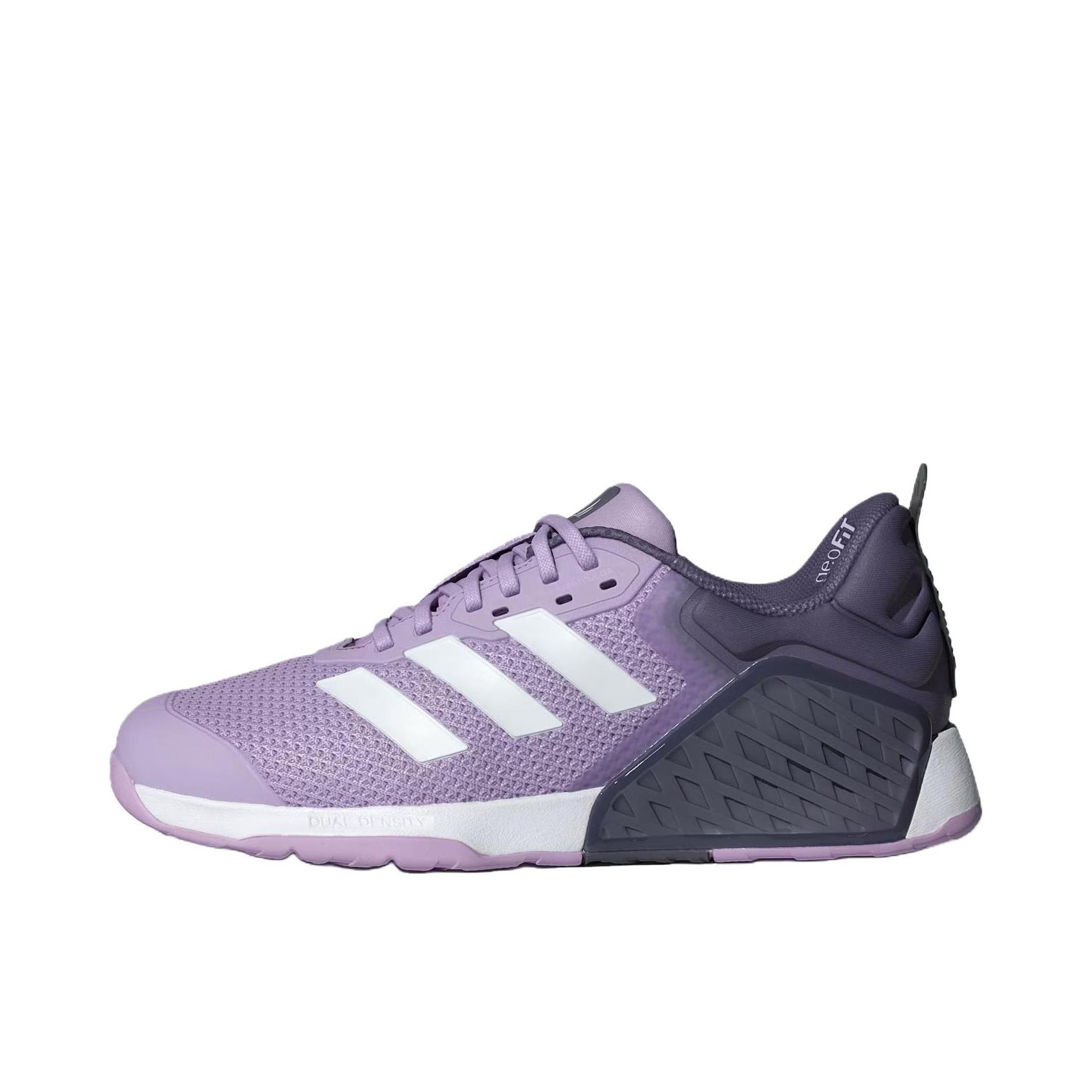 推荐商品：adidas DROPSET 3 TRAINER 防滑 耐磨 透气 力量训练 硬拉 深蹲 织物 回弹 稳定力量 缓震 贴合 训练鞋 粉末洋李紫/白色/柔和紫罗兰