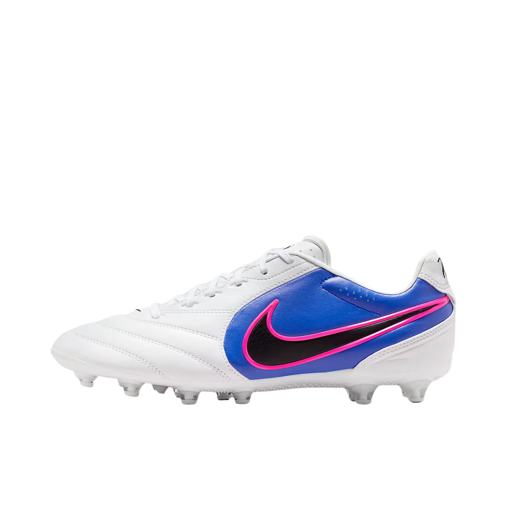 推荐商品：Nike Tiempo Ligera Pro AG 足球鞋 厚底系带舒适圆头短钉 白色/赛车蓝/粉色爆破/黑色