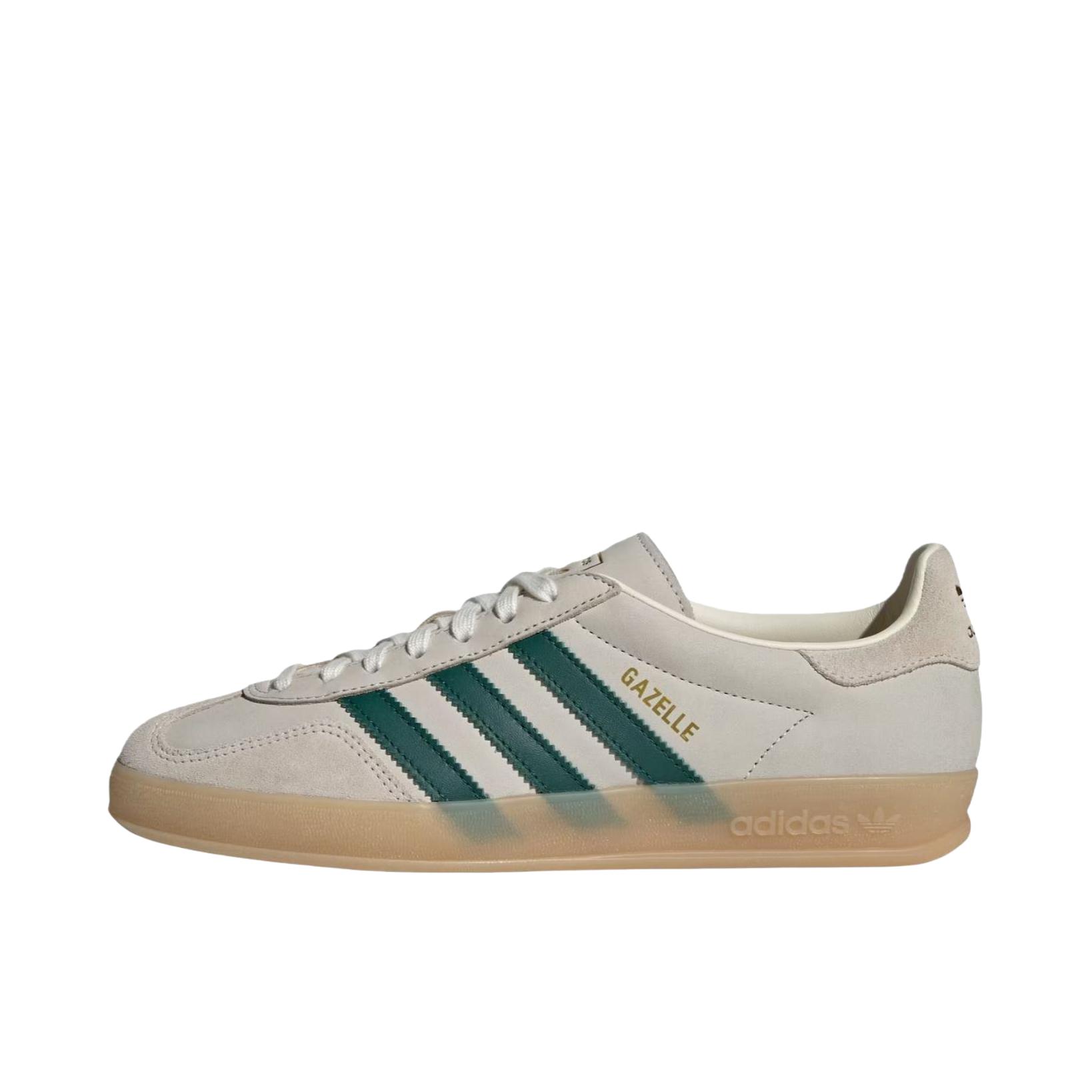 推荐商品：adidas Originals Gazelle Indoor T头鞋 德训鞋 板鞋 舒适缓震防滑耐磨绒面革复古 米色/深蓝色