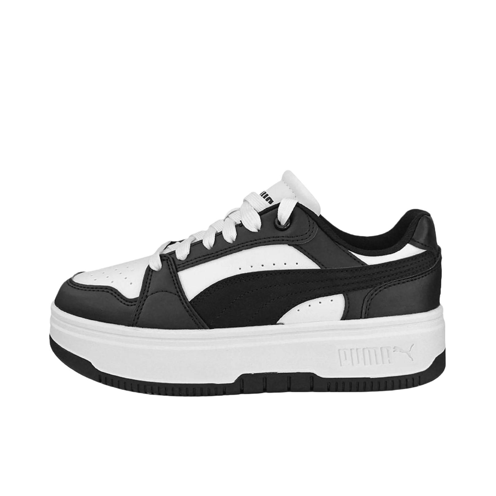 推荐商品：Puma/彪马 REBOUND FEMME LOW MEMOIRES 板鞋 透气复古增高厚底松糕鞋 女款/黑色/白色 
