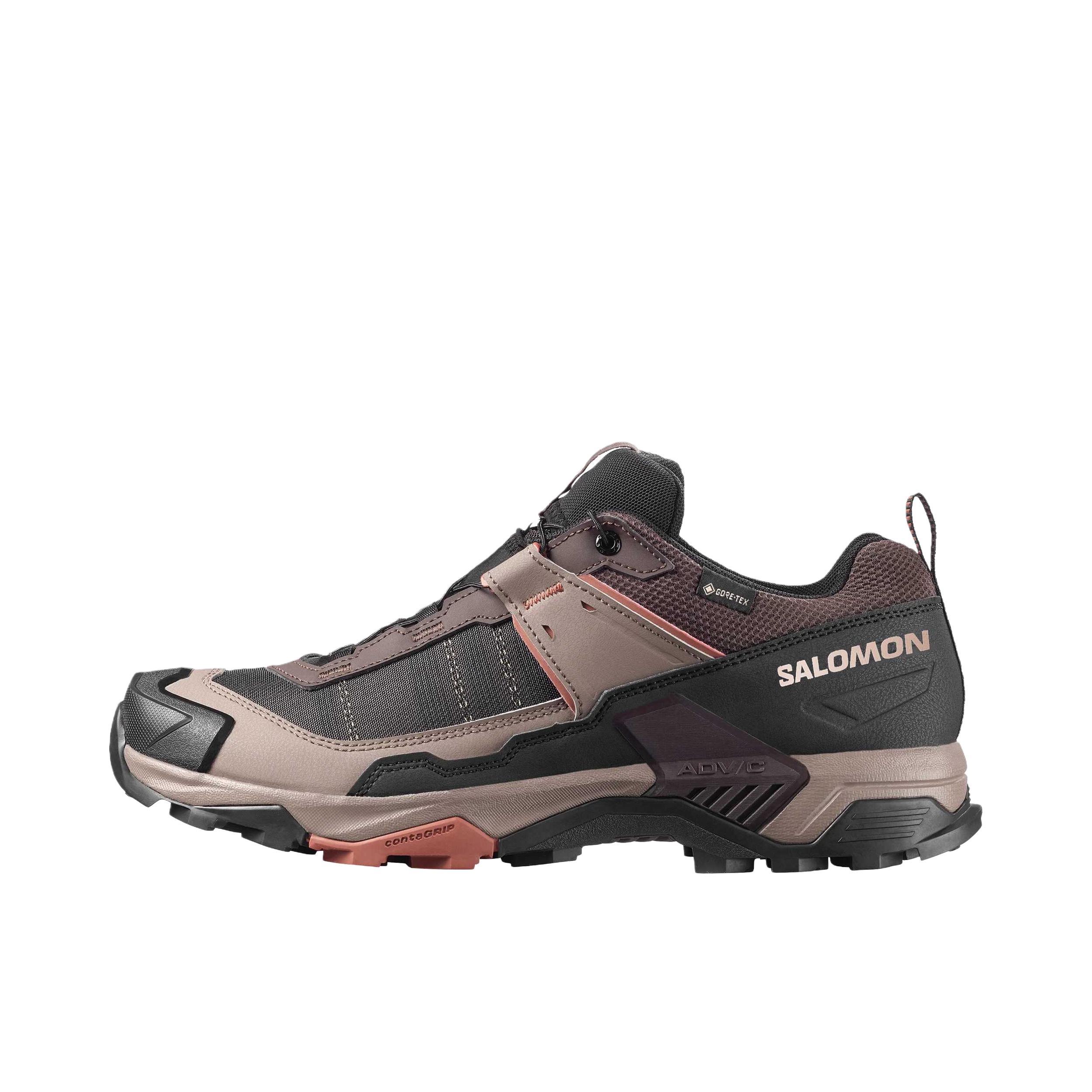 推荐商品：Salomon/萨洛蒙 X ULTRA 5 徒步鞋 户外鞋 简约圆头厚底耐磨 黑咖啡/胡桃木 