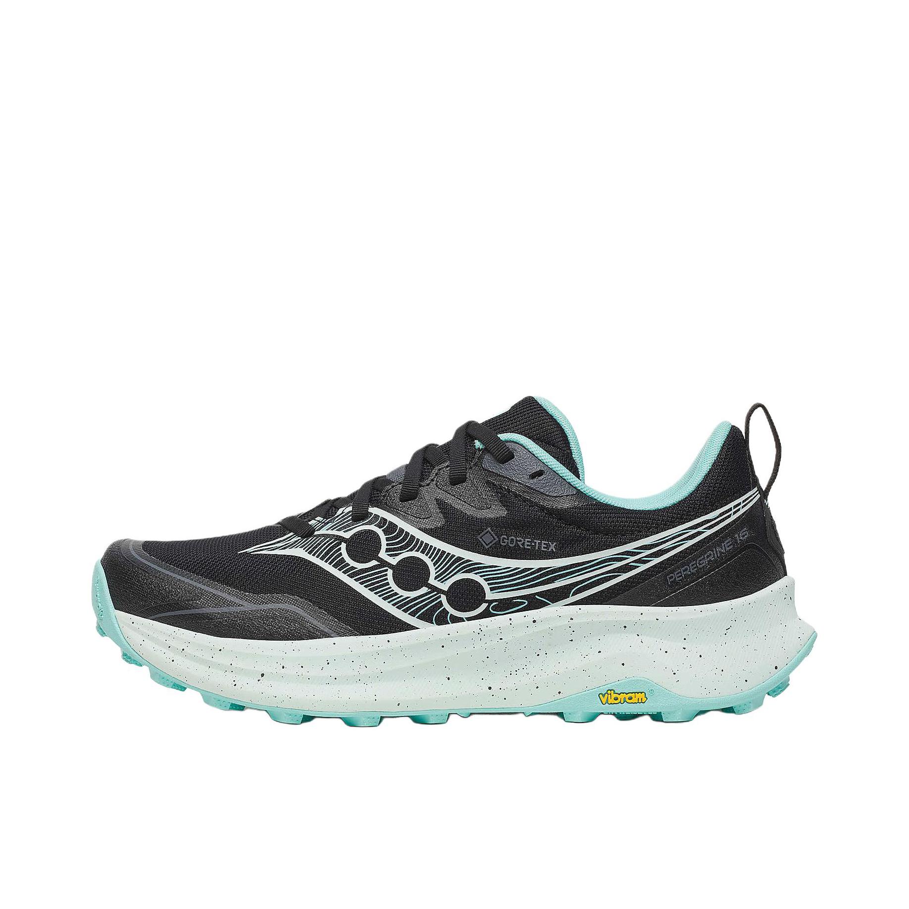 推荐商品：Saucony/索康尼 PEREGRINE 游隼16 GTX 跑鞋 越野轻量缓震防水防滑耐穿圆头 女款/黑色/蓝色