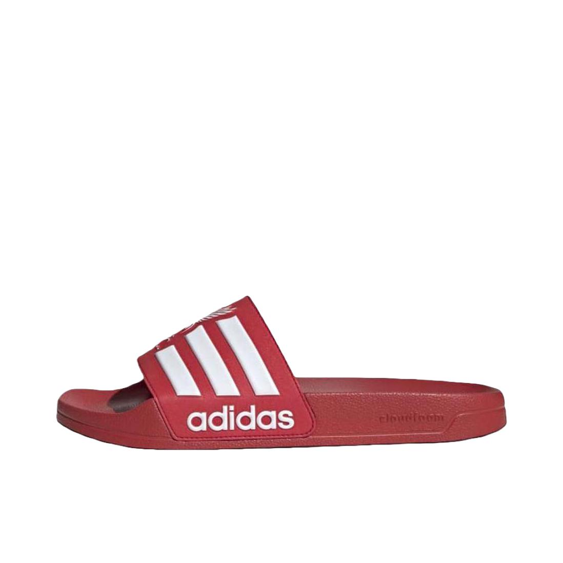 推荐商品：adidas Adilette Shower 防滑耐磨 轻便透气 一字 外穿 运动 拖鞋 正红色 