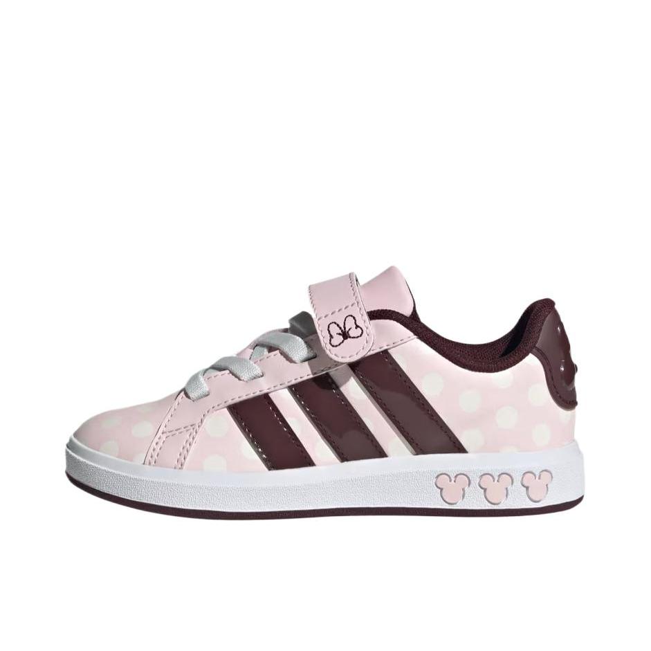 推荐商品：adidas NEO Grand Court 板鞋 防滑耐磨减震透气休闲复古时尚防水轻运动 Disney/迪士尼联名/大童/透明粉色/极光红宝石/粉笔白
