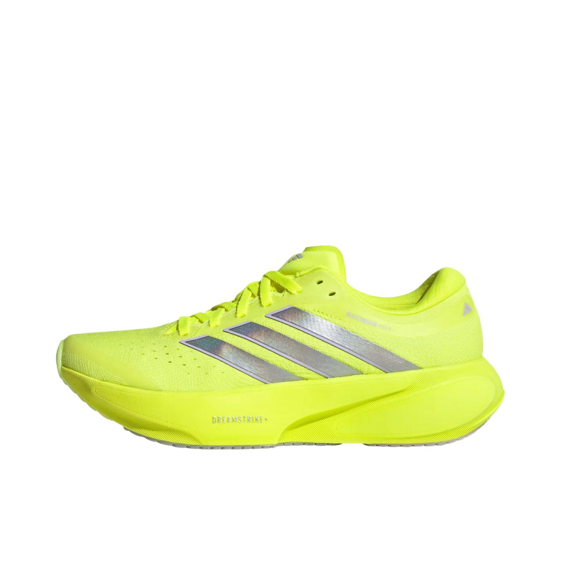推荐商品：adidas SUPERNOVA RISE 3 跑鞋 百搭时尚舒适回弹防滑贴合支撑体测稳定慢跑 男款/黄色 