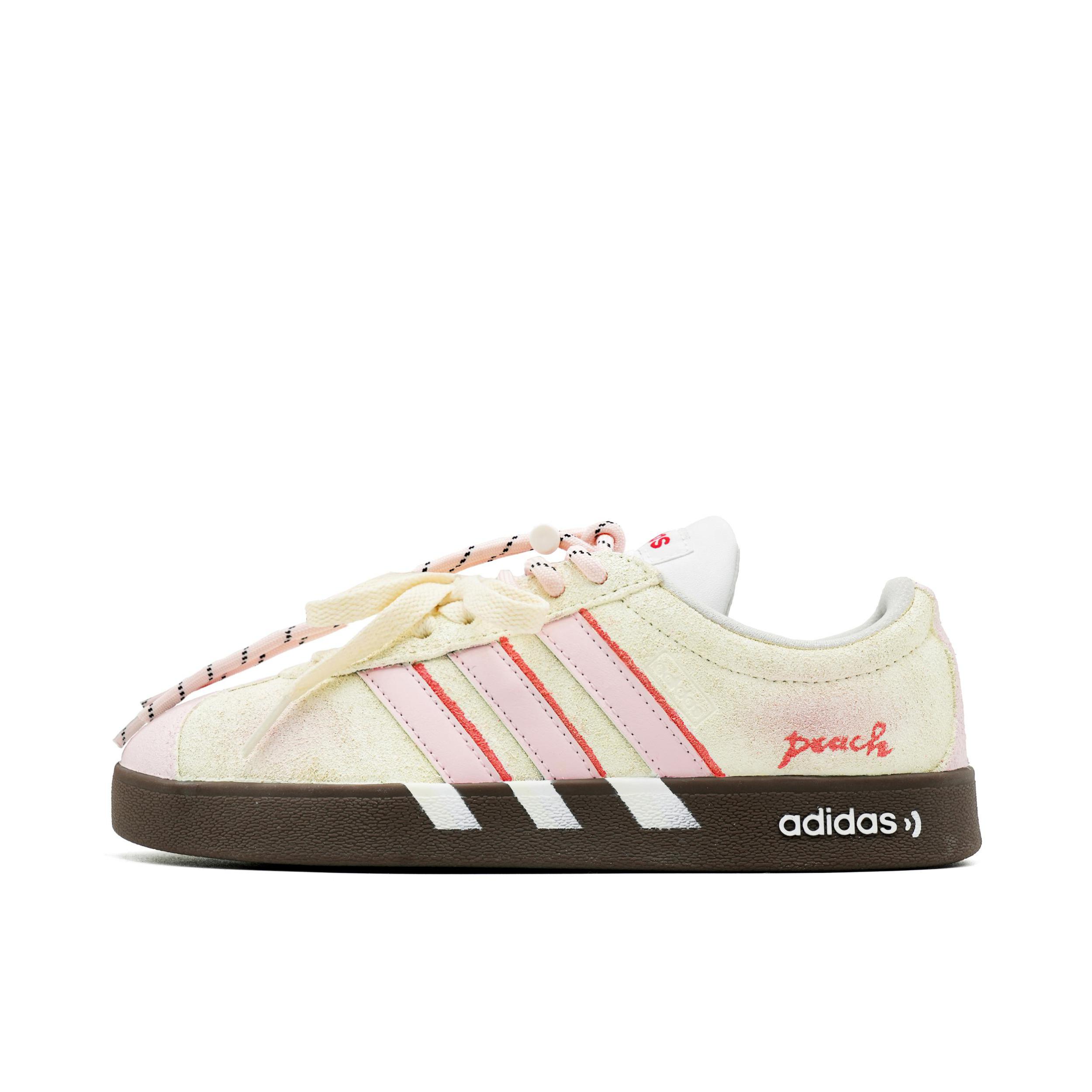 推荐商品：【定制球鞋】Adidas neo VL Court 2.0 德训鞋 板鞋 复古轻便耐磨芭蕾风甜美文艺抗冲击性防水 桃粉漫行