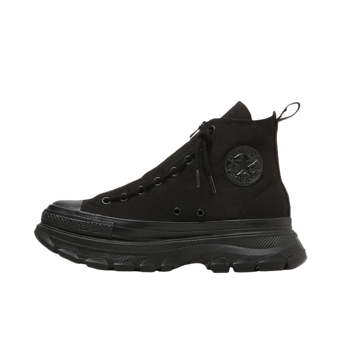 推荐商品：Converse/匡威 All Star Trekwave CENTERZIP 帆布鞋 厚底橡胶圆头 纯黑色