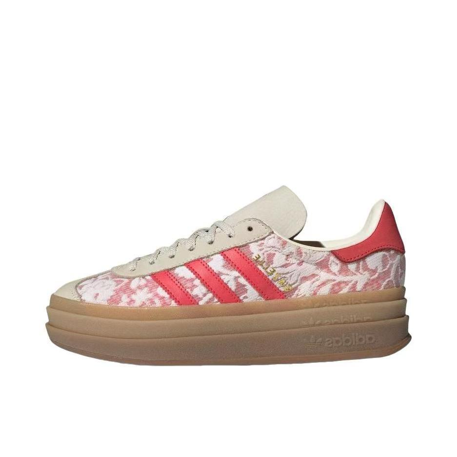 推荐商品：adidas Originals Gazelle Bold T头鞋 德训鞋 运动休闲鞋 经典厚底防滑耐磨贴合 淡棕色/浅猩红