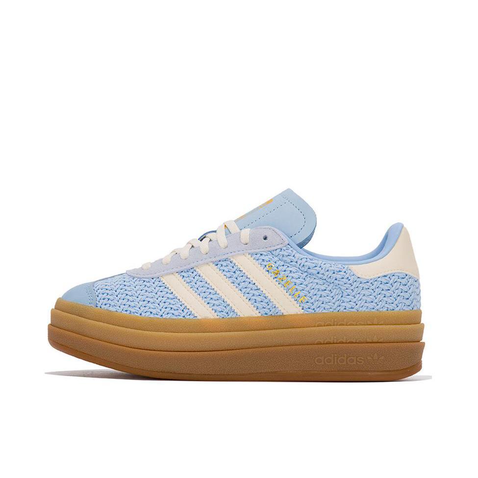 推荐商品：adidas Originals Gazelle Bold T头鞋 德训鞋 运动休闲鞋 经典厚底防滑耐磨贴合 蓝色/岩层沙暴土/乳白色