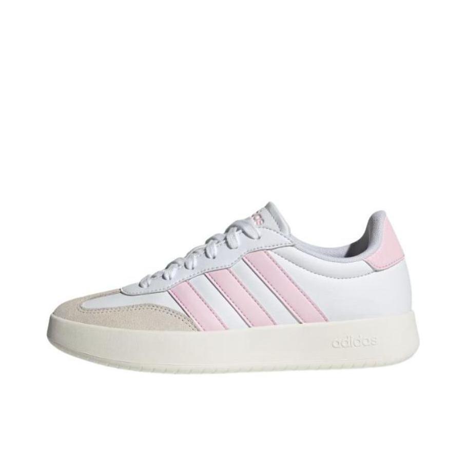推荐商品：adidas Barreda 运动休闲鞋 T头鞋 德训鞋 低帮复古支撑平跟圆头 女款/白色/粉色 