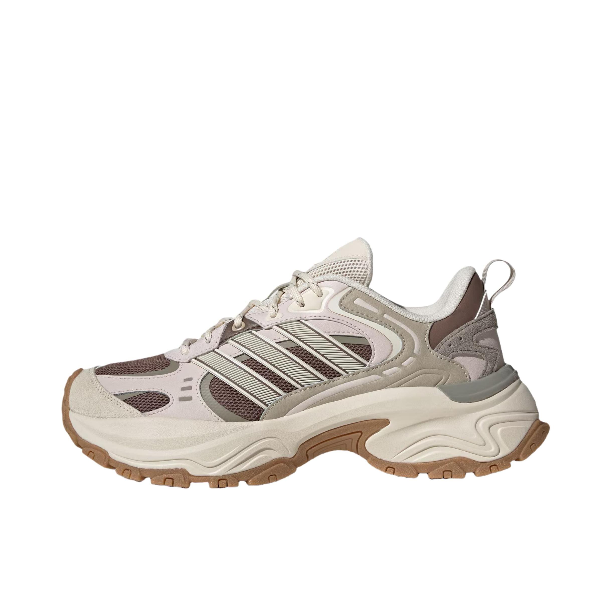 推荐商品：adidas Shadow Fever 跑鞋 缓震防滑耐磨简约时尚潮流百搭回弹轻运动 奇妙白/岩层深土地棕/紫粉色