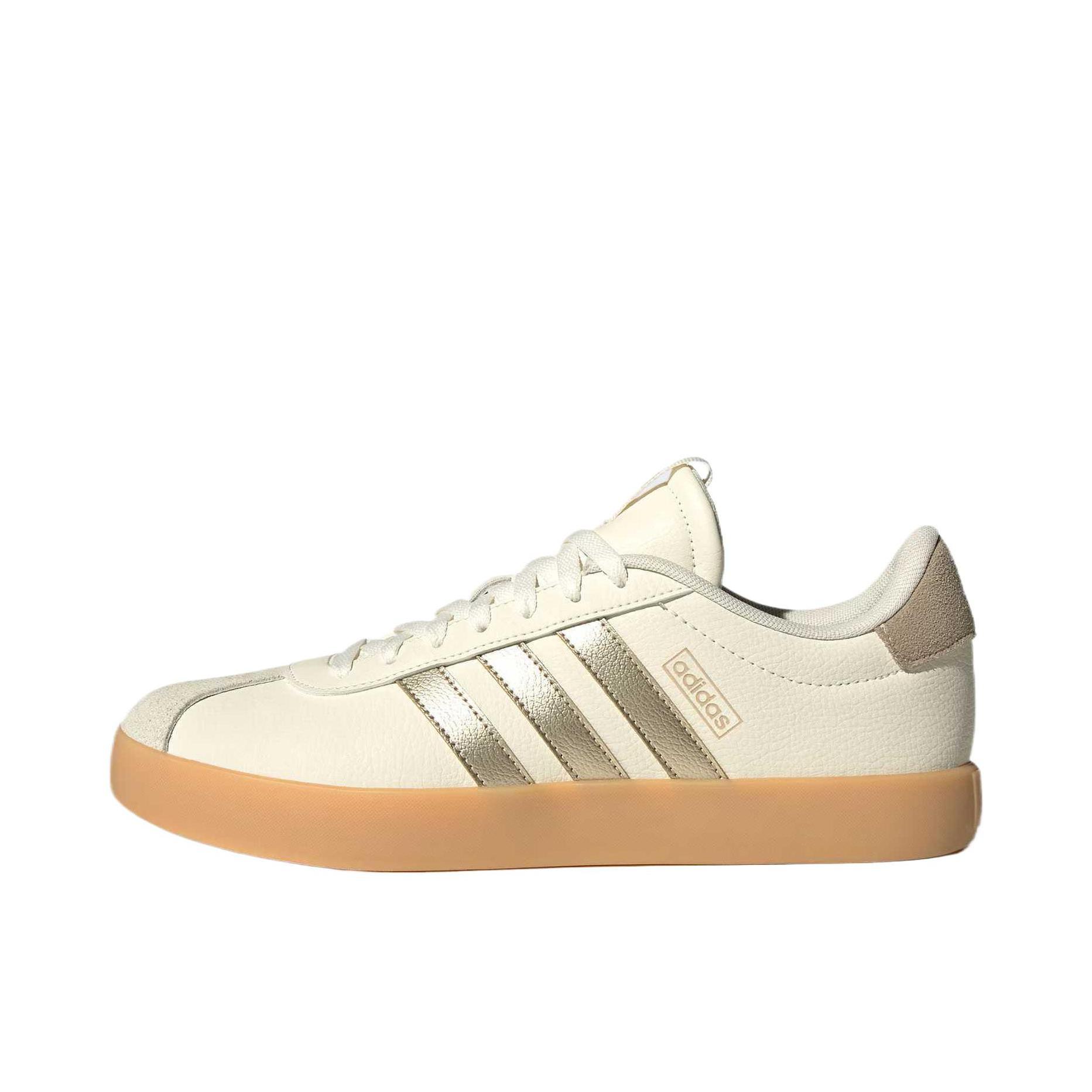 推荐商品：adidas VL Court 3.0 板鞋 T头鞋 德训鞋 舒适百搭防滑耐磨运动休闲贴合支撑圆头 米色/棕色/银色