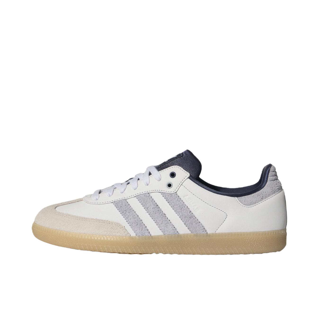 推荐商品：adidas Originals Samba OG T头鞋 板鞋 经典复古舒适百搭耐磨合成革圆头薄底贴合 晶白色/浅银色/暗藏青