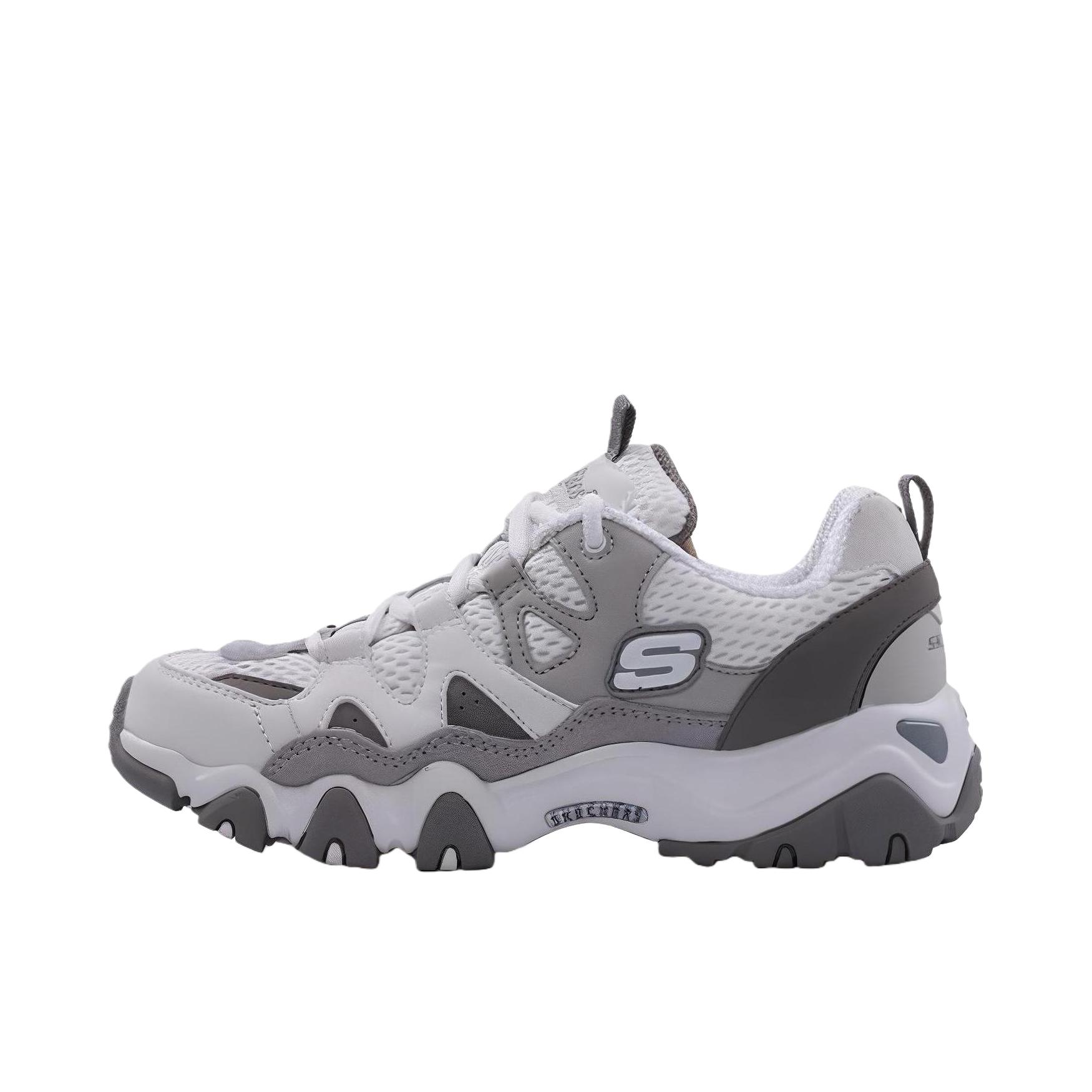 推荐商品：Skechers/斯凯奇  D'Lites 2.0  老爹鞋  减震透气防滑耐磨回弹复古运动舒适经典简约  White/Grey 白色/灰色/浅紫色