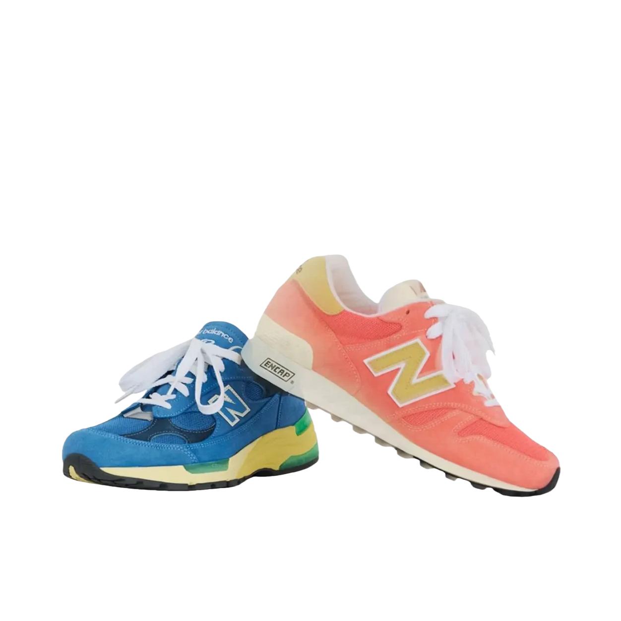 推荐商品：New Balance 1300 JP 跑鞋 合成革减震回弹防滑耐磨舒适百搭低帮 鸳鸯款/蓝色/橙色