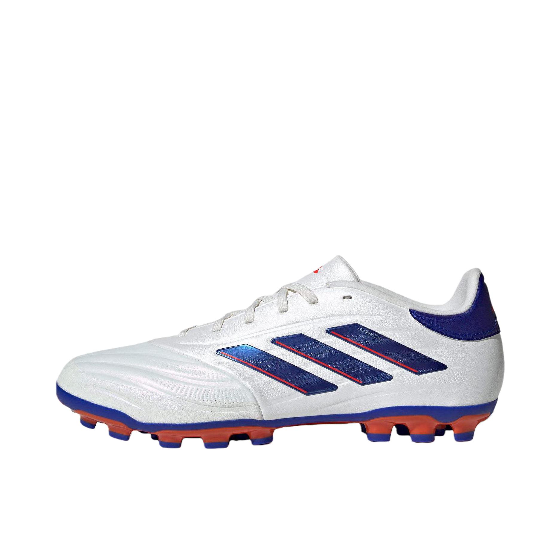 推荐商品：adidas Copa Pure 2 League AG 中端 胶质短钉 人工草场 缓震舒适轻便 足球鞋 白色/蓝色/红色
