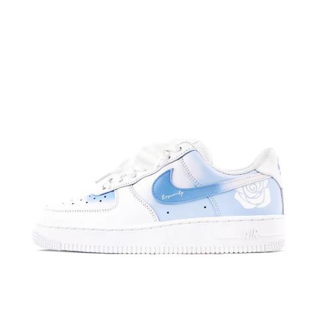 推荐商品：【定制款】 Nike Air Force 1 板鞋 防滑减震耐磨低帮增高 玫瑰之名碎冰蓝