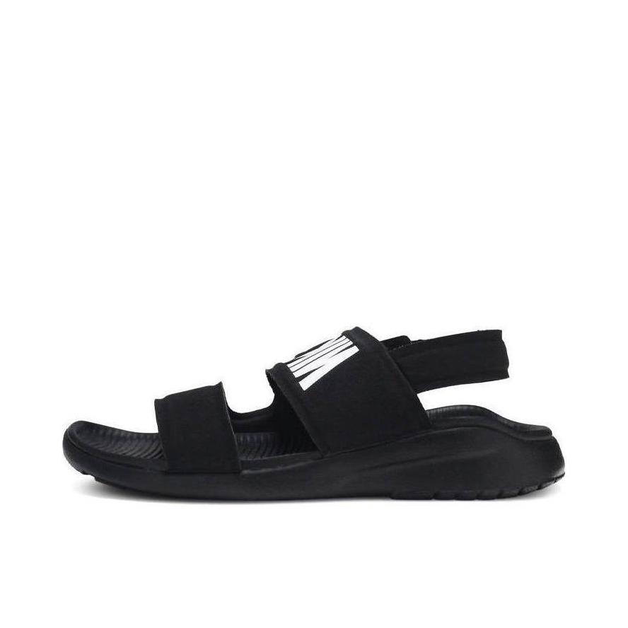 推荐商品：Nike Tanjun Sandal 运动 沙滩 平跟 绒面 字母 时尚 休闲 拖鞋 Black 全黑