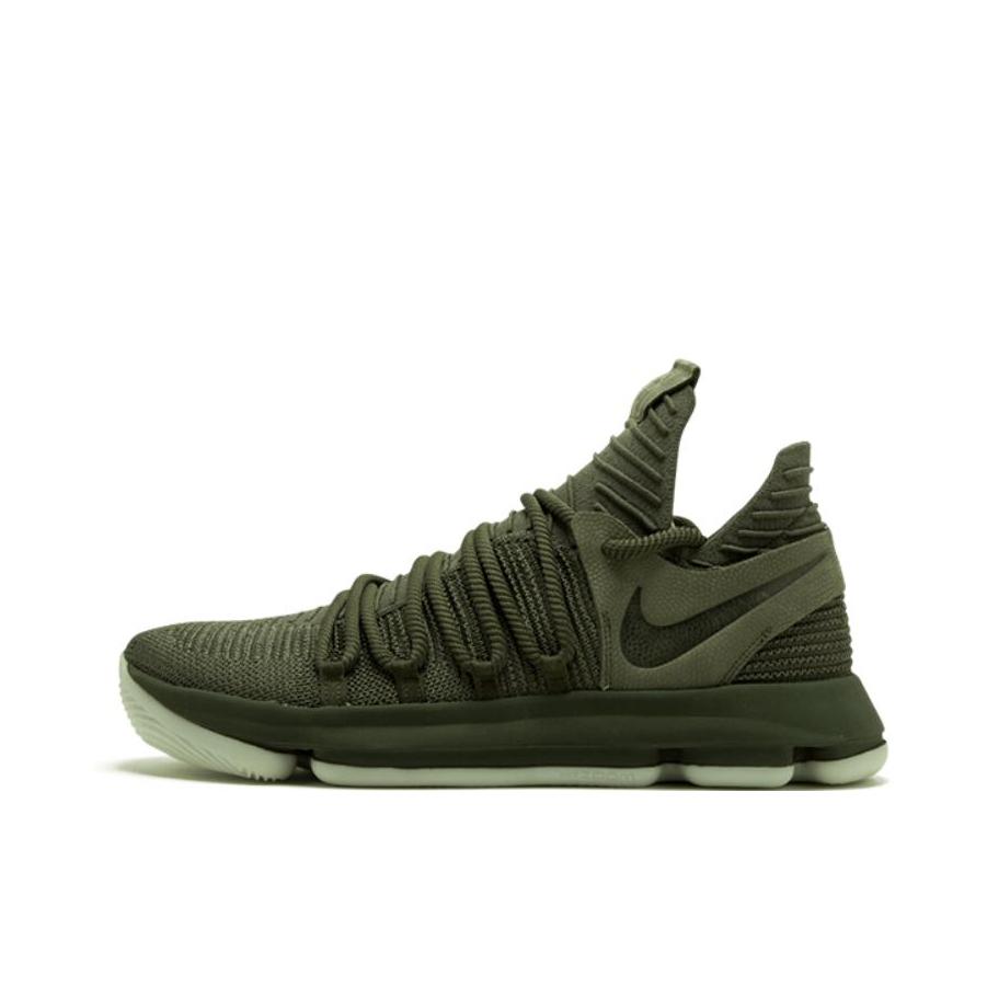 推荐商品：Nike KD 10 舒适缓震 防滑耐磨 轻便透气 实战 圆头 百搭 系带 篮球鞋 Olive 军绿色