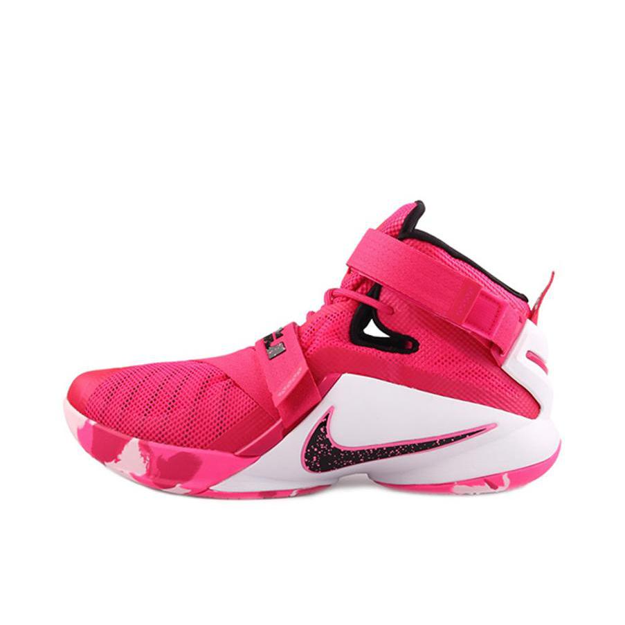 推荐商品：Nike LeBron Soldier 9 士兵9 实战 耐磨防滑 减震 网布透气 包裹性 圆头 织物 魔术贴 简约 合成革 高帮 轻便 篮球鞋 Kay Yow 粉色