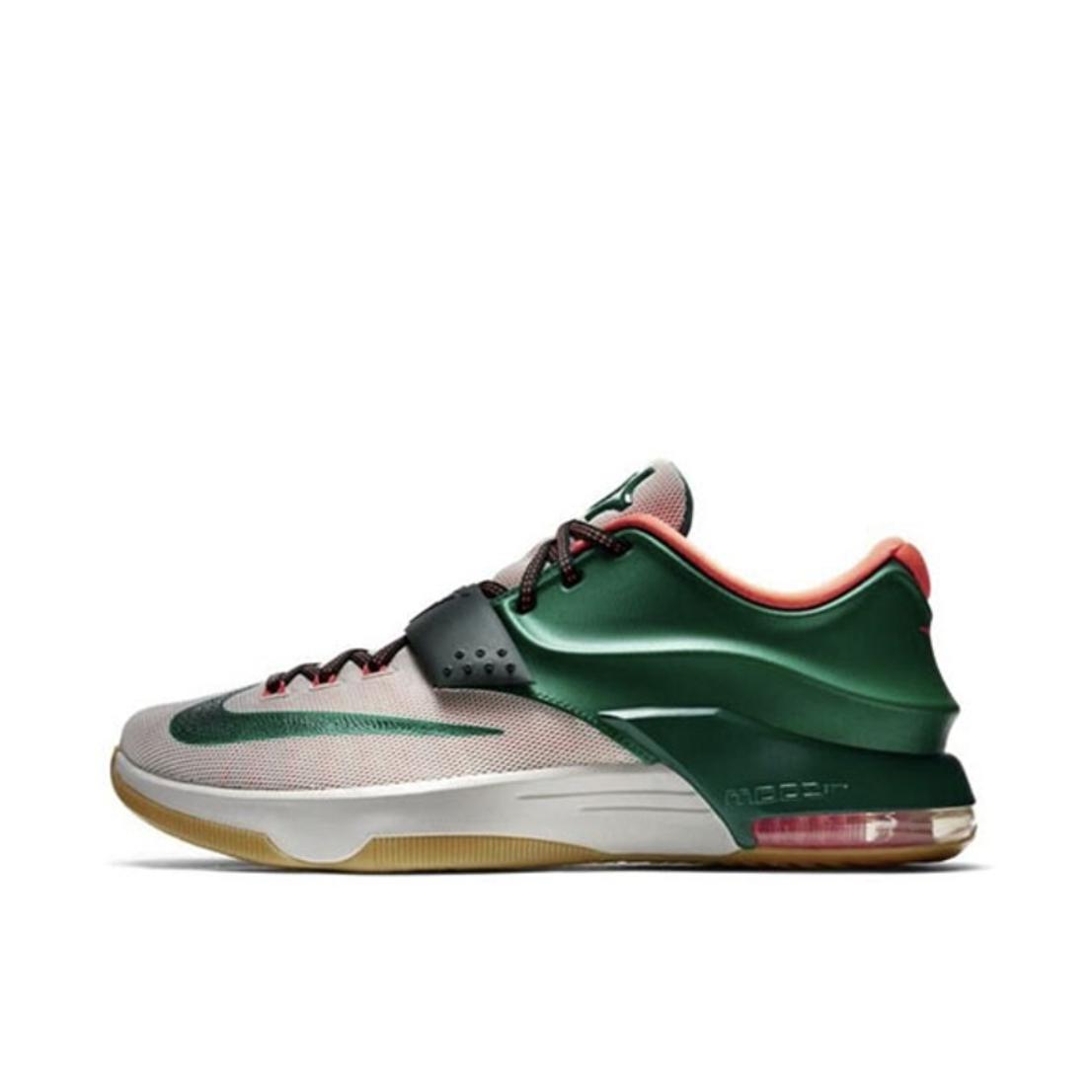 推荐商品：Nike KD 7 防滑耐磨 舒适透气 减震轻便 圆头 实战 低帮 篮球鞋 Easy Money 白色/绿色/橙色