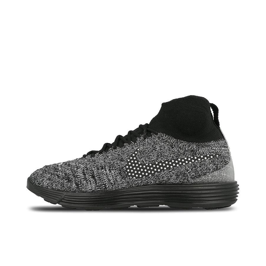 推荐商品：Nike Lunar Magista II FK 防滑耐磨 轻便透气 减震回弹 舒适 简约复古 织物 运动休闲鞋 Black White 银灰