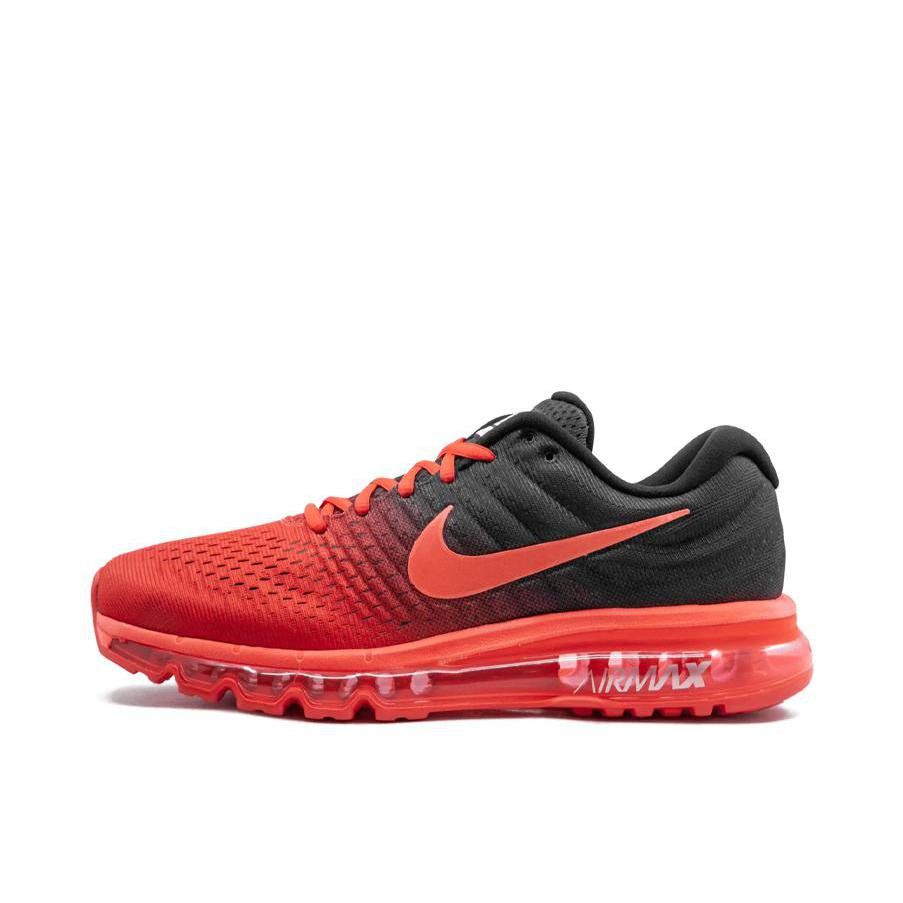 推荐商品：Nike Air Max 2017 跑鞋 减震回弹防滑耐磨舒适透气运动织物支撑简约休闲短跑 Crimson Black 红黑