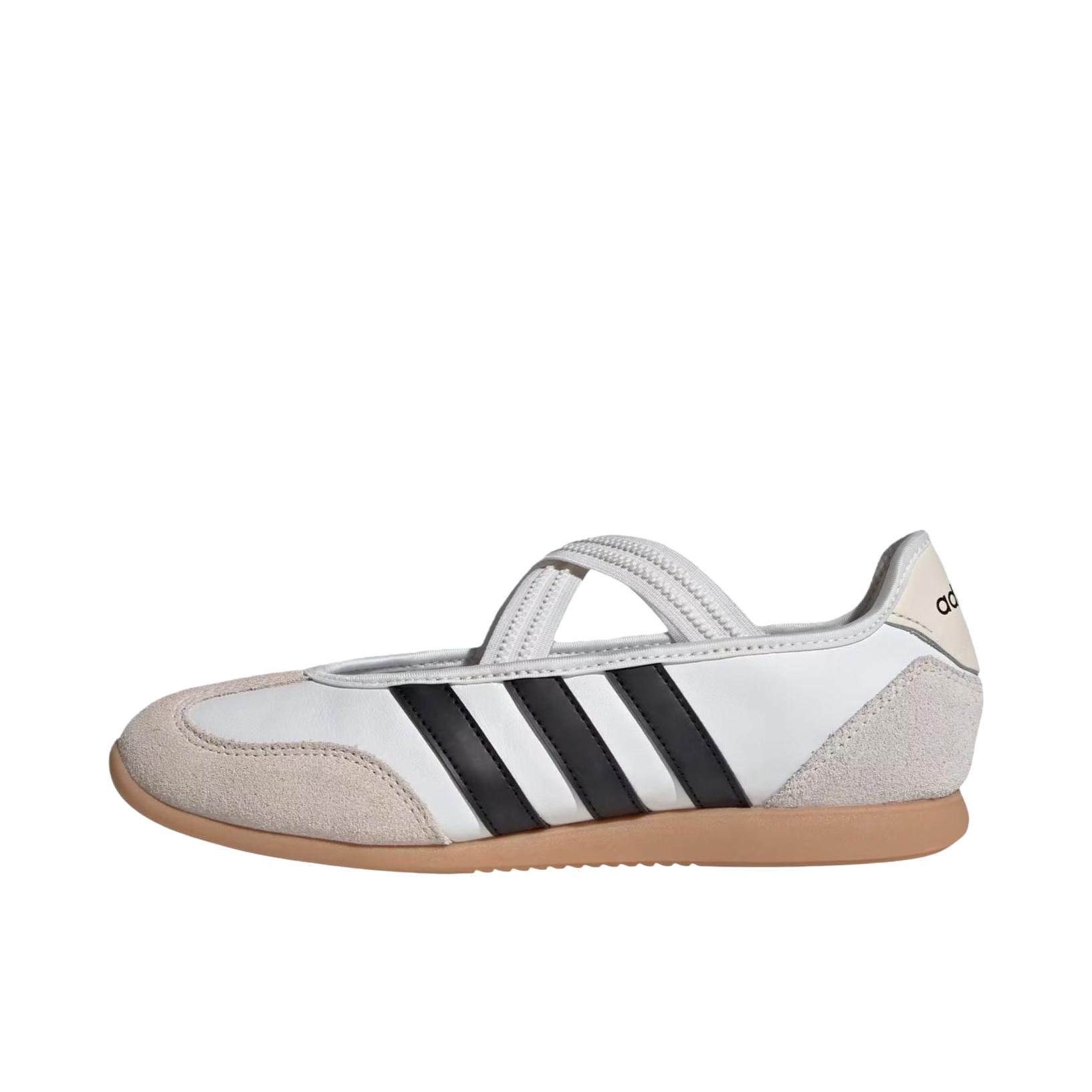 推荐商品：adidas BARREDA MARY JANE 运动休闲鞋 圆头舒适玛丽珍芭蕾风薄底T头鞋 亮白色/黑色/树脂黄