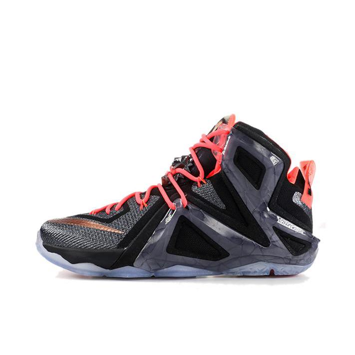 Nike Zoom LeBron 12 詹姆斯 防滑耐磨 缓震支撑 实战 织物 圆头 舒适百搭 中帮 篮球鞋 精英黑金