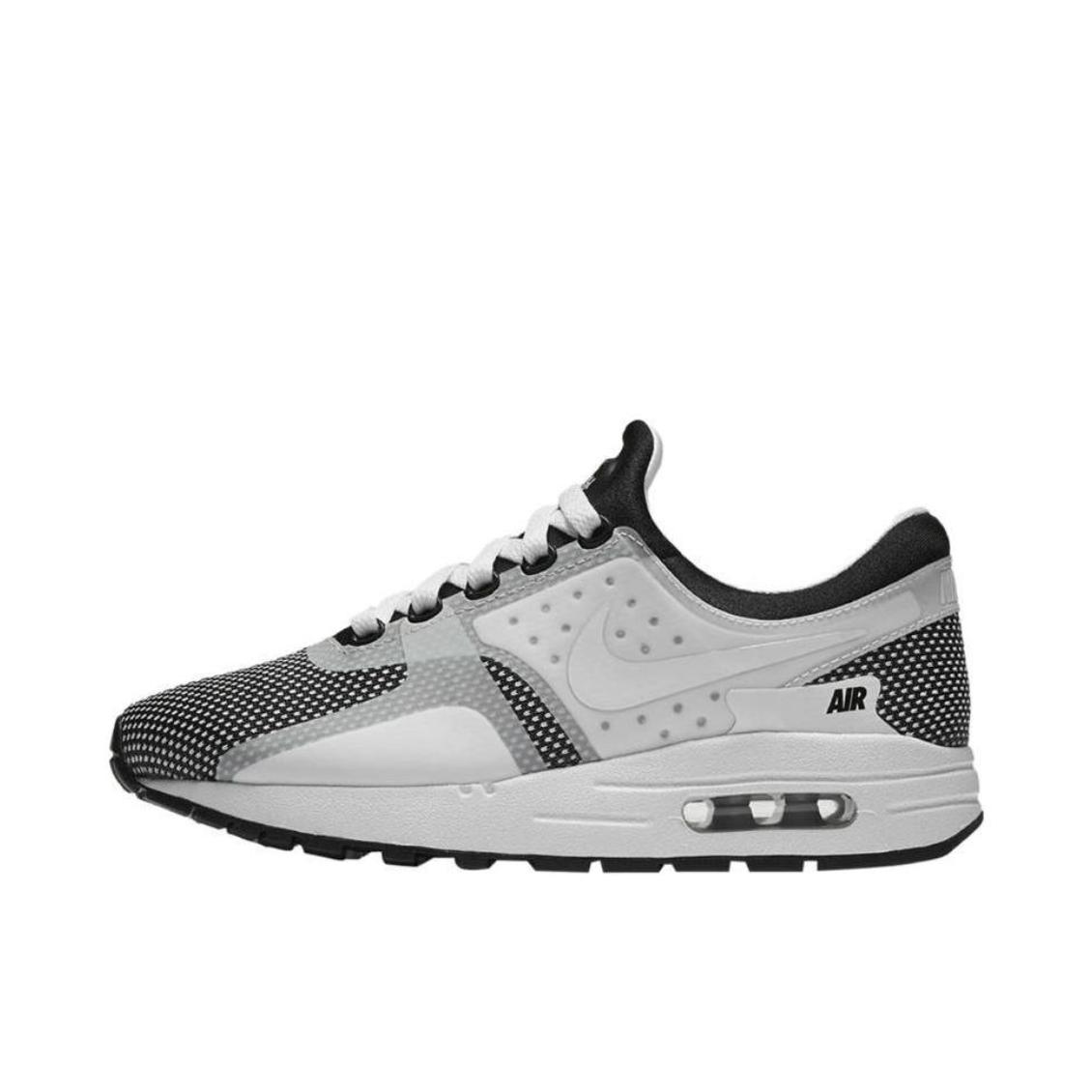 推荐商品：Nike Air Max Zero 跑鞋 减震回弹防滑耐磨轻便透气舒适百搭简约复古织物气垫 Black White Wolf Grey 白灰\深蓝