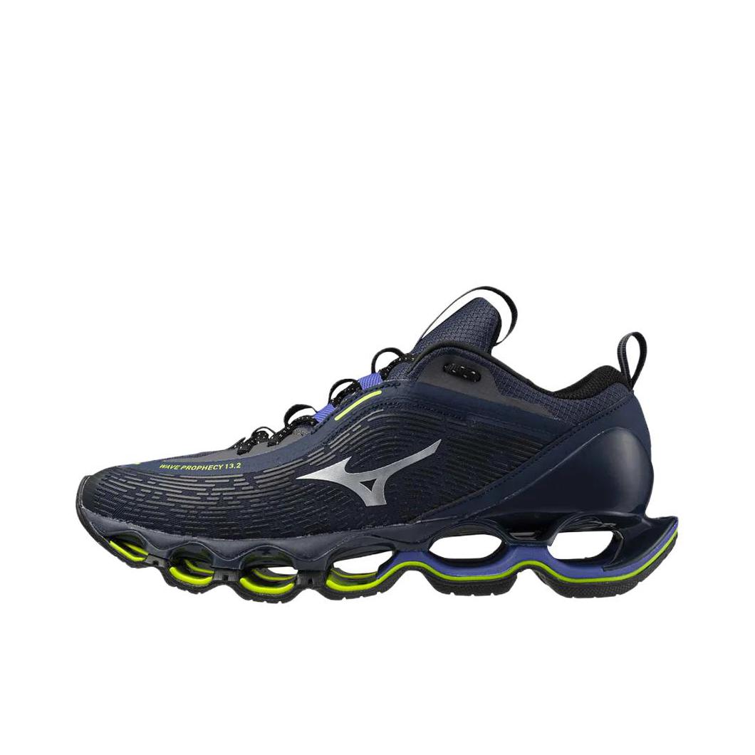 推荐商品：Mizuno/美津浓 Wave Prophecy 13.2 跑鞋 厚底圆头系带贴合 海军蓝