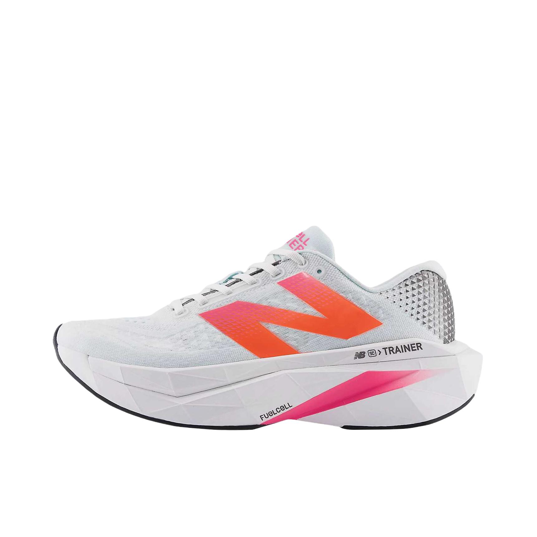 推荐商品：New Balance FuelCell SuperComp Trainer v3 跑鞋 轻量碳板系带防滑耐磨缓震复古公路短跑 D宽/晴天蓝/闪光蓝