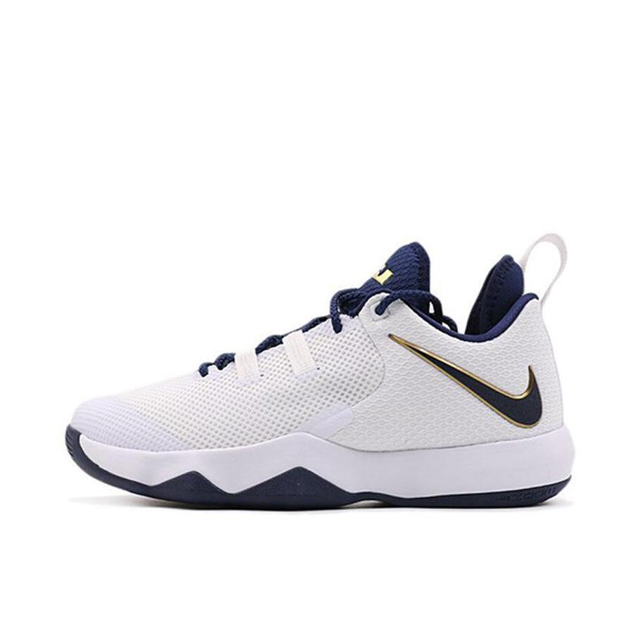 推荐商品：Nike Ambassador 使节 10 耐磨 实战 防滑 减震 合成革 圆头 支撑 篮球鞋 White Gold Navy 白/海军蓝