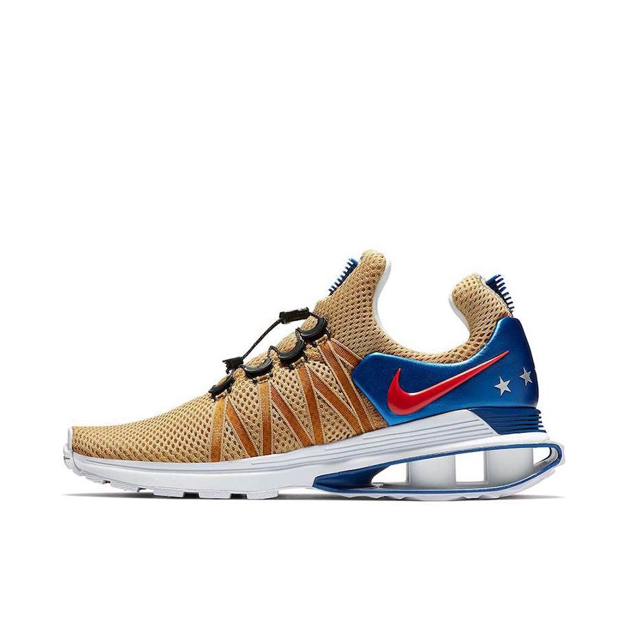 推荐商品：Nike Shox Gravity 跑鞋 防滑耐磨舒适轻便潮流百搭 Olympic Gold 土黄/红蓝