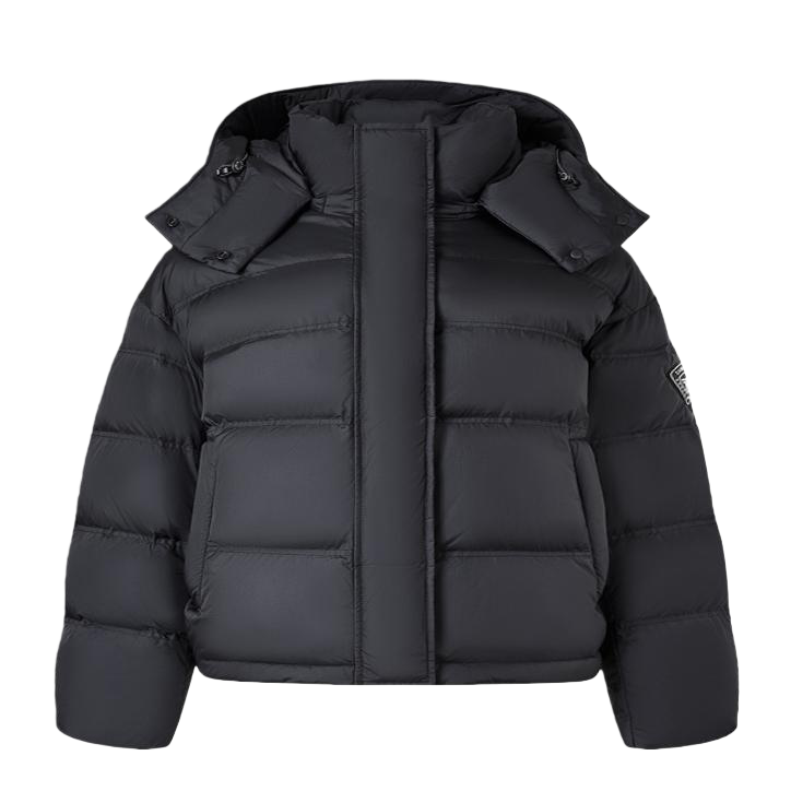 推荐商品：坦博尔 泡芙系列舒暖氧气感安心绒保暖防风高充绒量感高蓬松680蓬90鸭绒短款廓形可脱卸帽连帽加厚羽绒服 女装 TBF550388T 黑